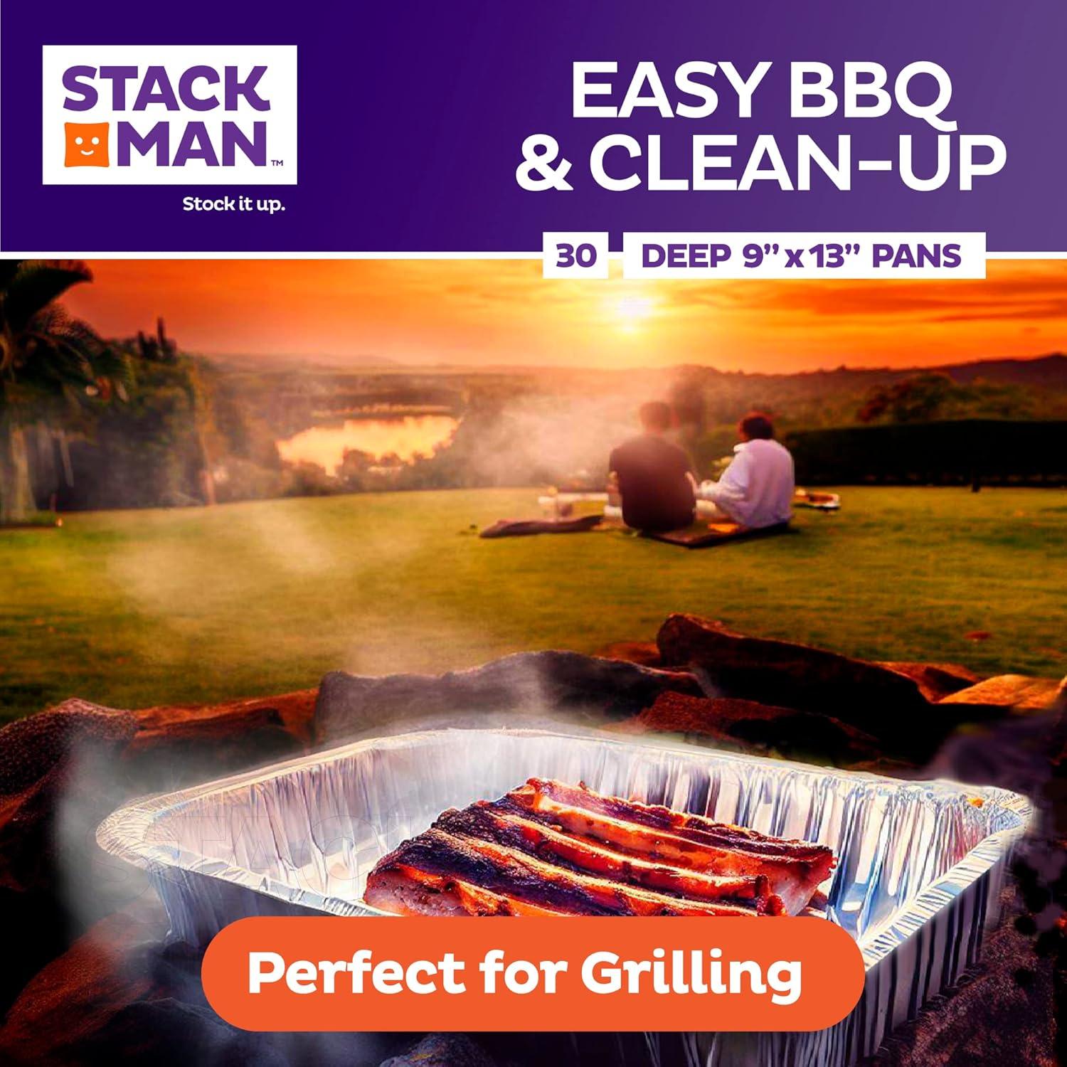 Aluminum Pans 9x13 Disposable Aluminum Foil Pans [30-Pack] Large Baking Pan Trays - Heavy Duty Tin Tray Half Size Chafing Dishes. Food Containers for Roasting, Cooking, Heating or Steam Table