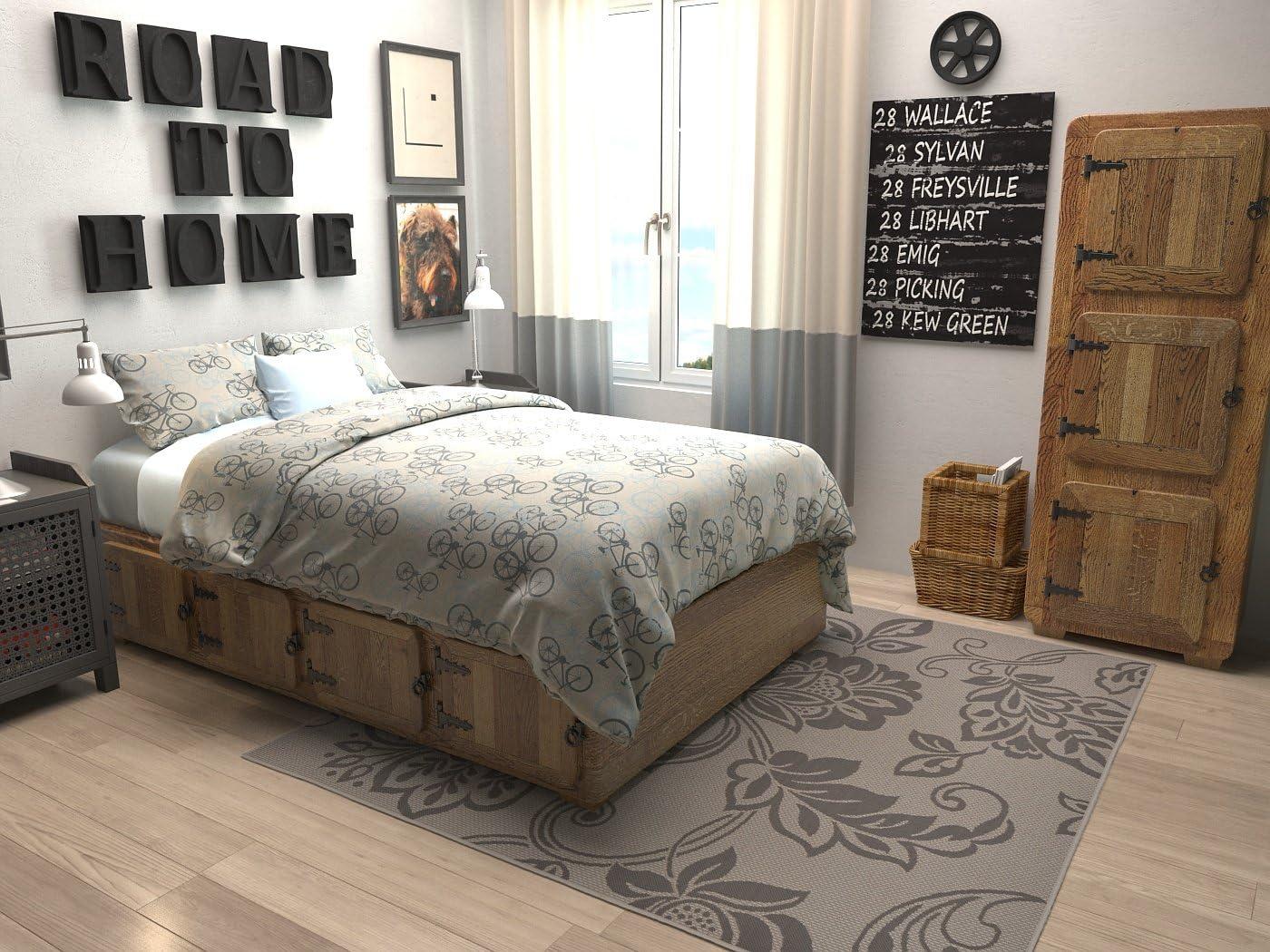 Unique Loom 6' 1 x 6' 1 Square Gray Outdoor Botanical Floral Area Rug