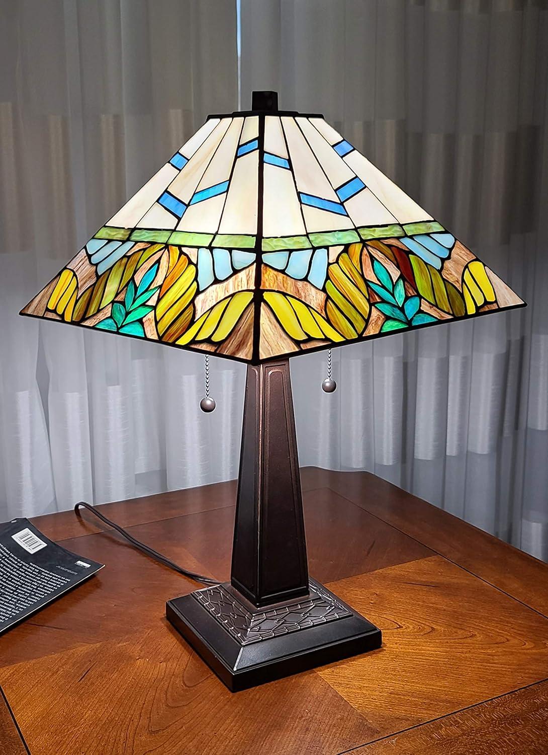 Amora Lighting Tiffany Style Multi Color Mission Table Lamp 22" Tall