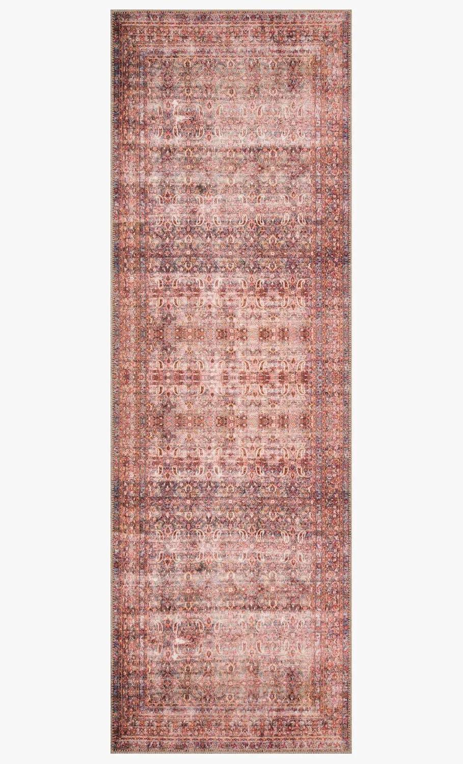 Hand-Knotted Blue and Crimson Floral Motif Area Rug