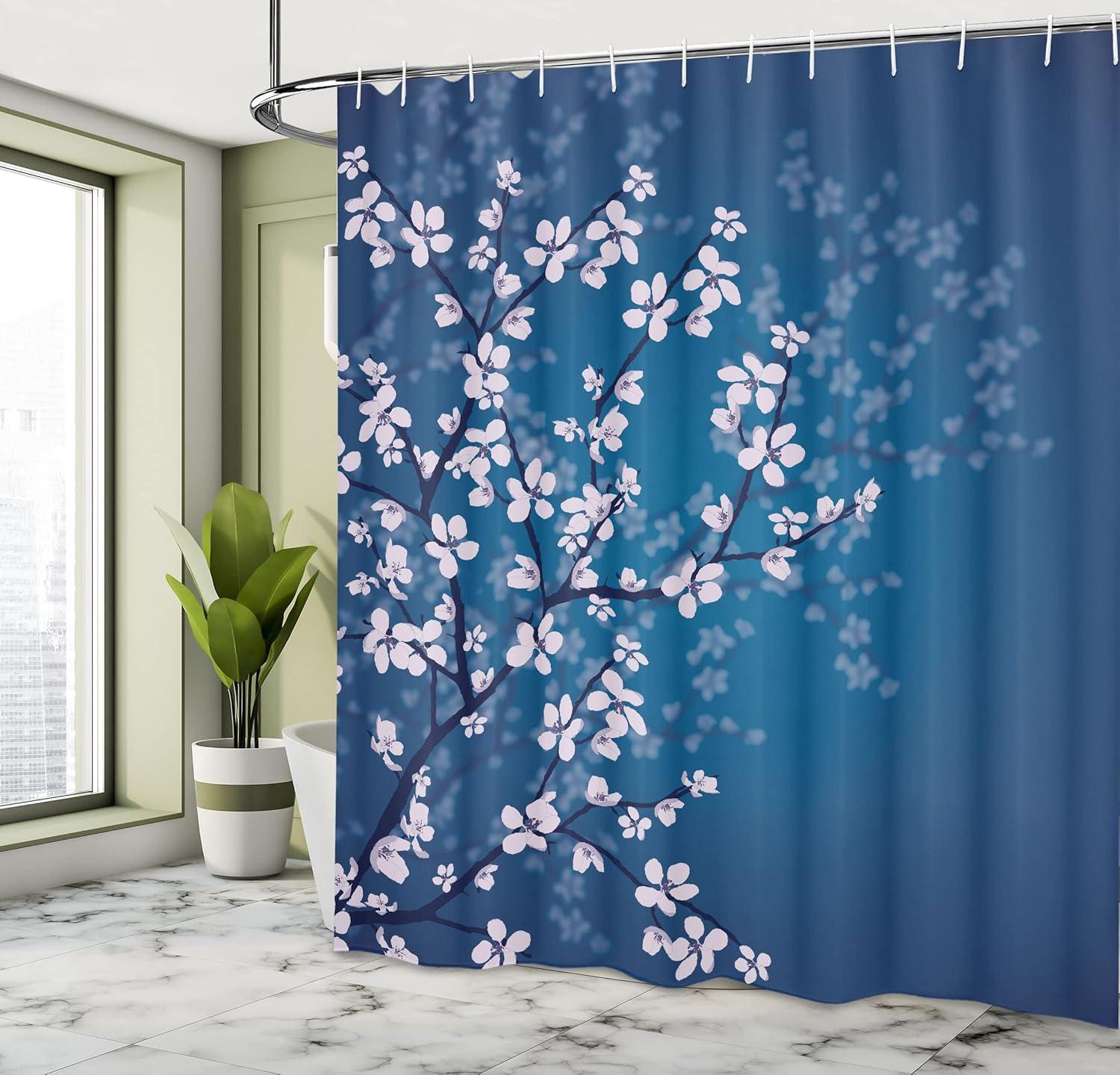 Floral Shower Curtain with Hooks Included