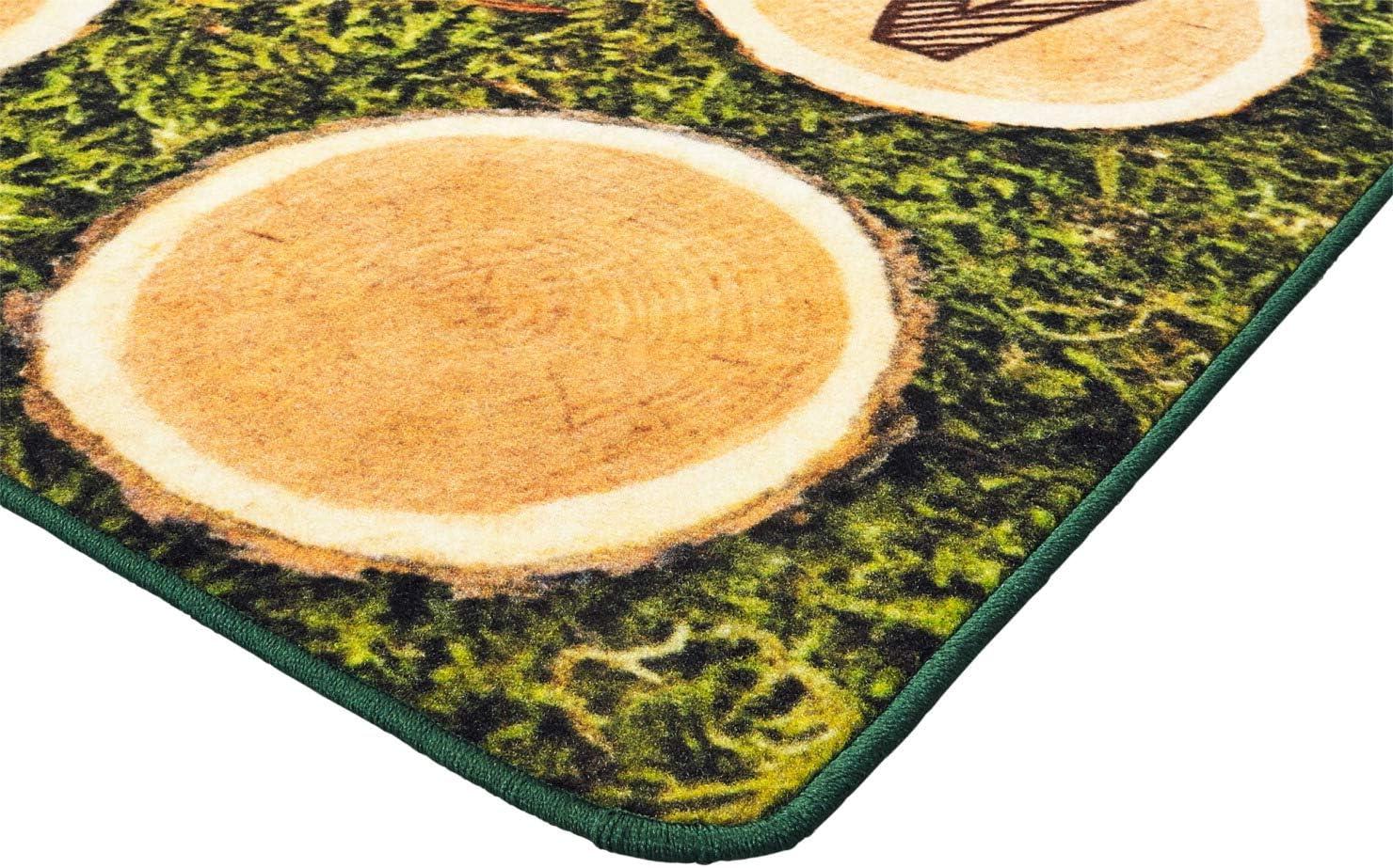 Carpets for Kids Pixel Perfect™ Alphabet Wood Stumps in Grass Tufted Brown/Green Area Rug