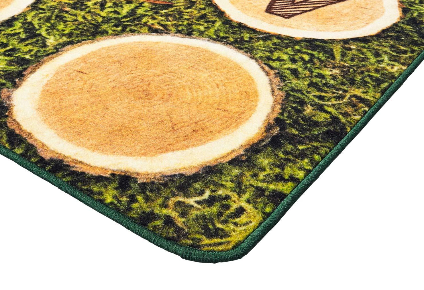Carpets for Kids Pixel Perfect™ Alphabet Wood Stumps in Grass Tufted Brown/Green Area Rug