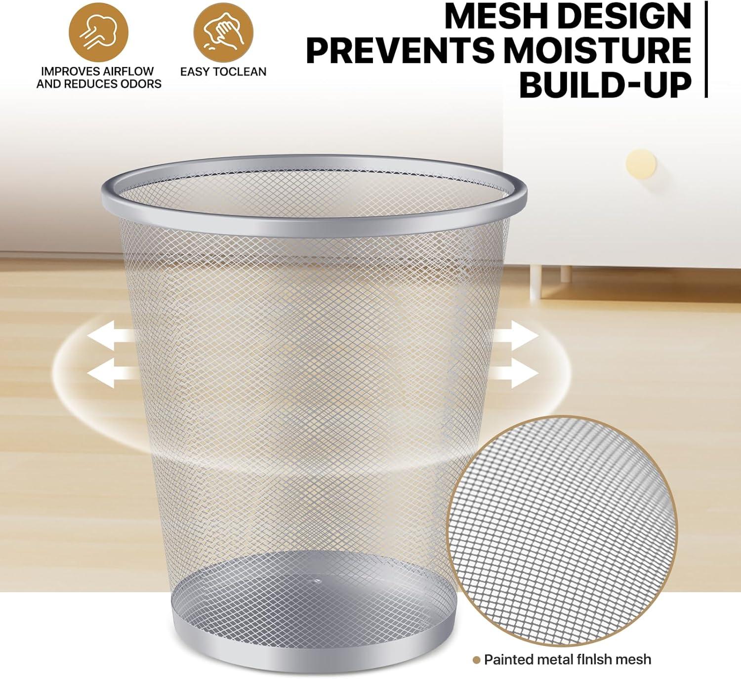 MoNiBloom 5 Gallon Mesh Trash Cans Wastebaskets Waste Basket Recycling Garbage Container Bin for Home Office (Set of 2)