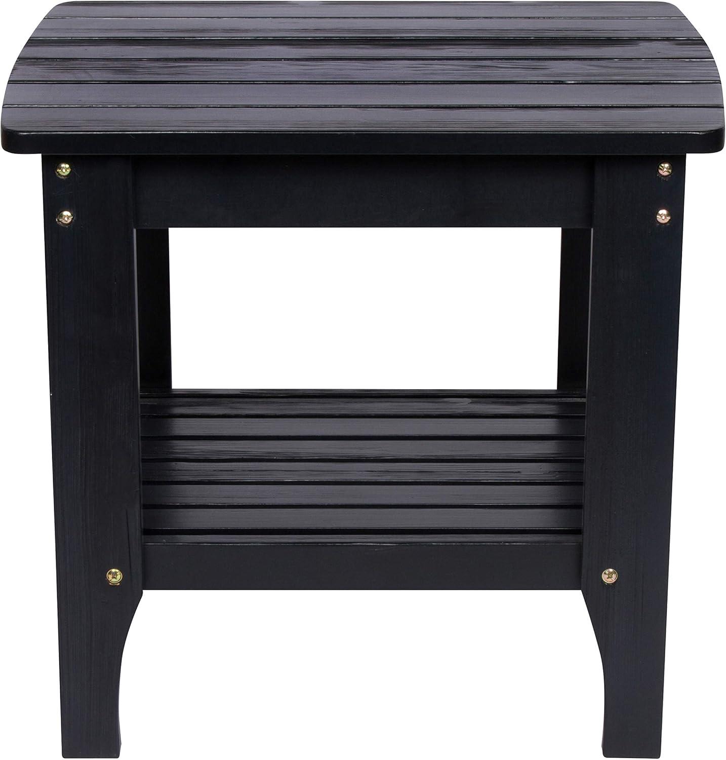 Shine Company Rectangular Traditional Wood Indoor/Outdoor Side Table in Black