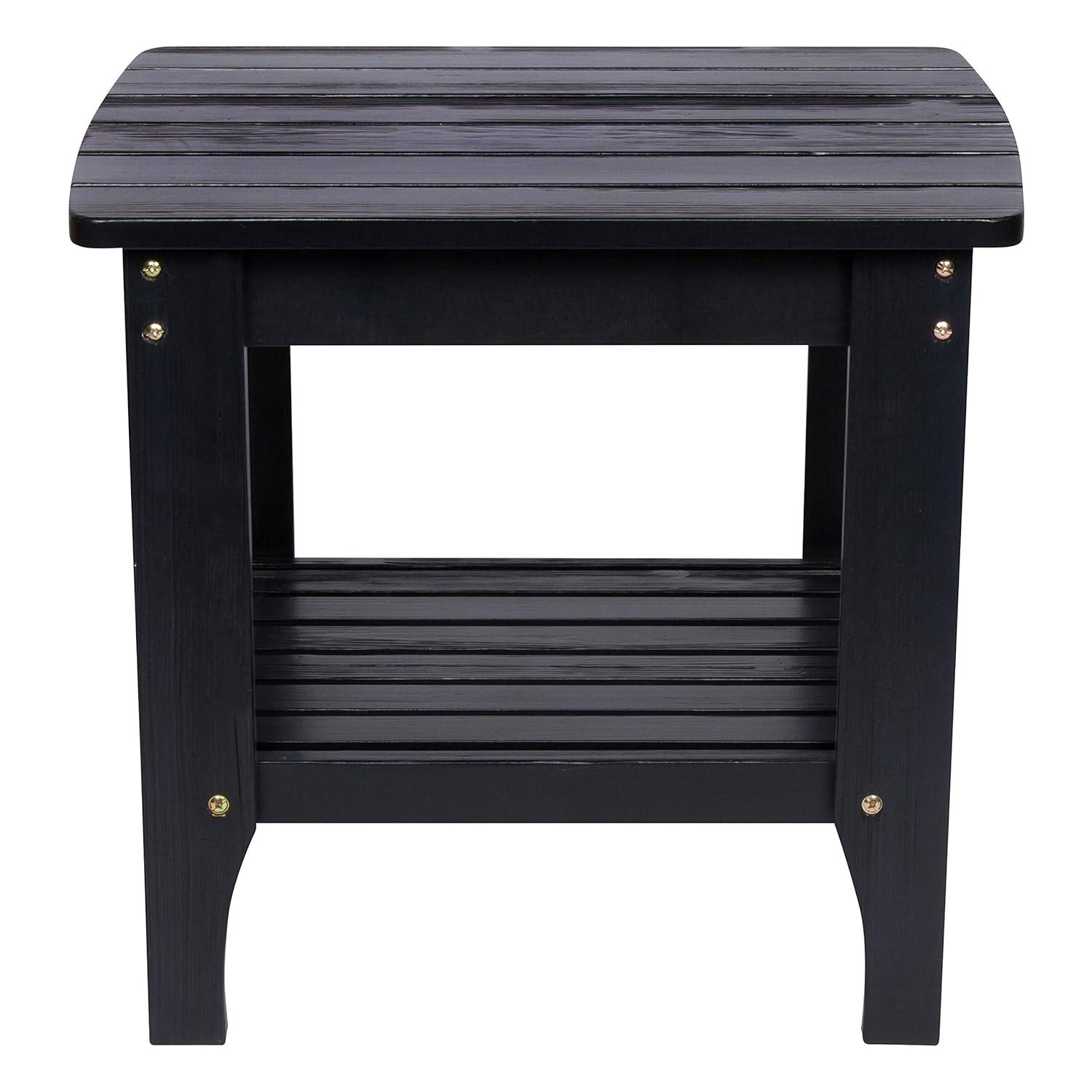 Shine Company Mesa Auxiliar Rectangular Tradicional de Madera para Interior/exterior en Negro