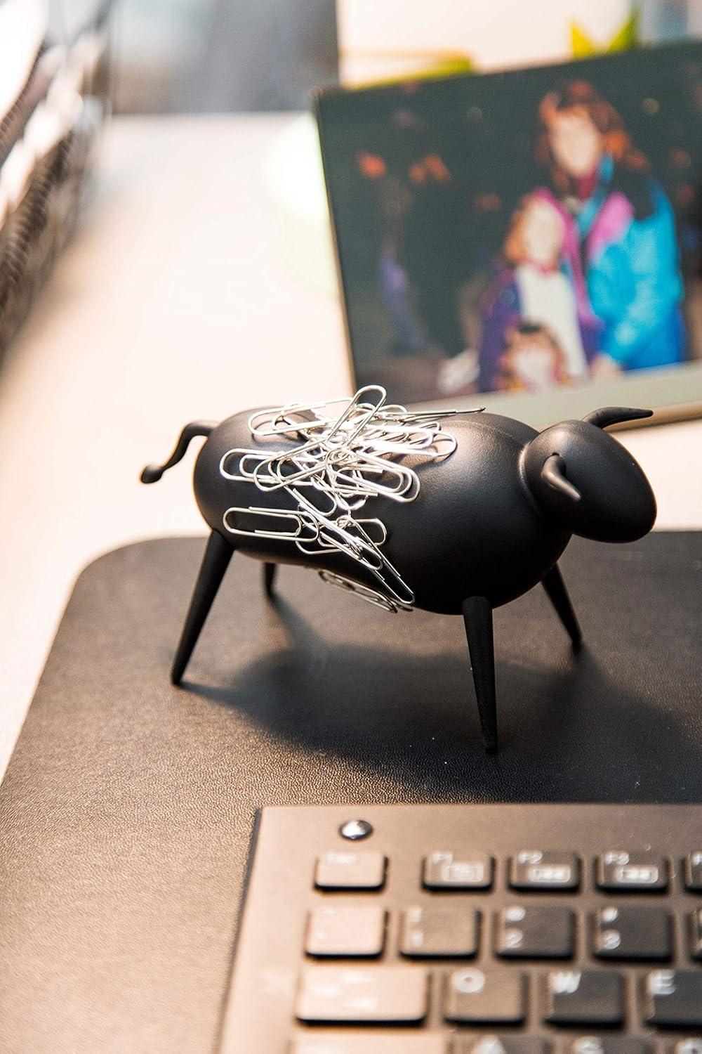 Magnetic Bull Paperclip Holder - Funny Office Desk Accessories, Secure Magnetic Paper Clip Holder, Holds Staples, Paper Clips, Bobby Pins, AND MORE, Fun Magnetic Desk Organizer