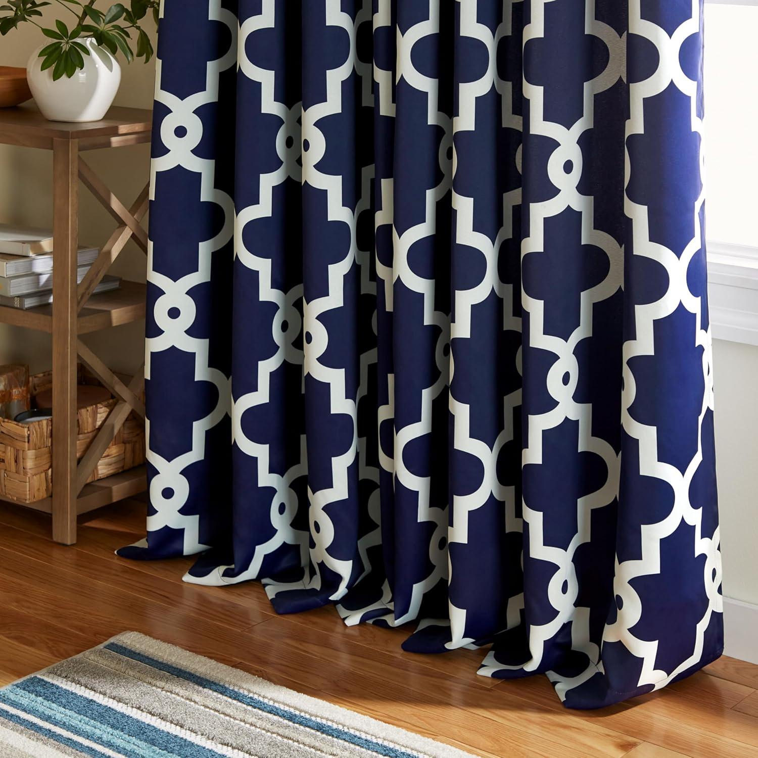 Set of 2 Ironwork Sateen Woven Room Darkening Window Curtain Panels - Exclusive Home