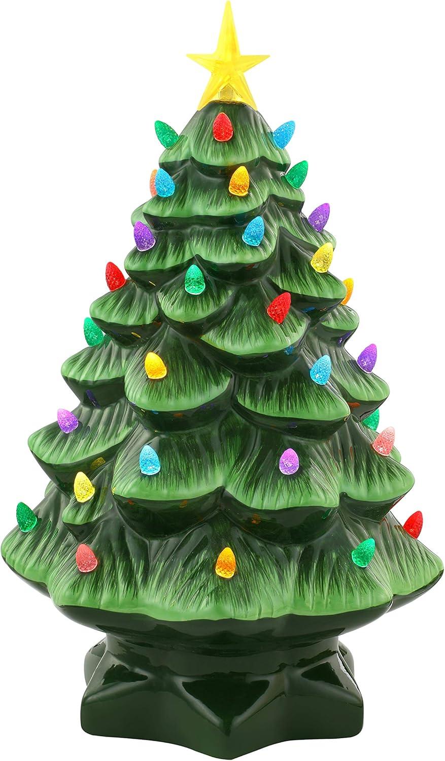 Mr. Christmas Nostalgic Ceramic LED Christmas Tree - 14" - Green