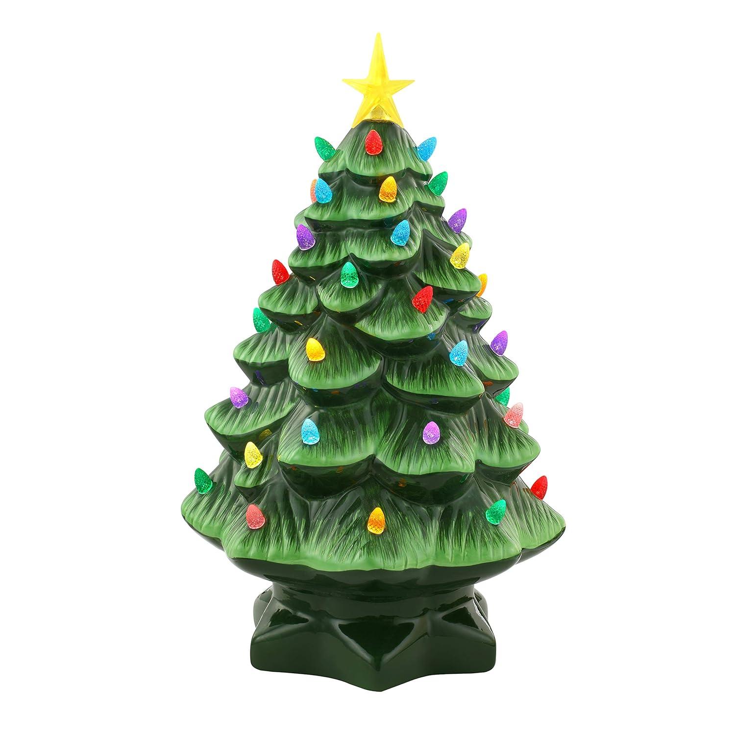 Mr. Christmas Nostalgic Ceramic LED Christmas Tree - 14" - Green