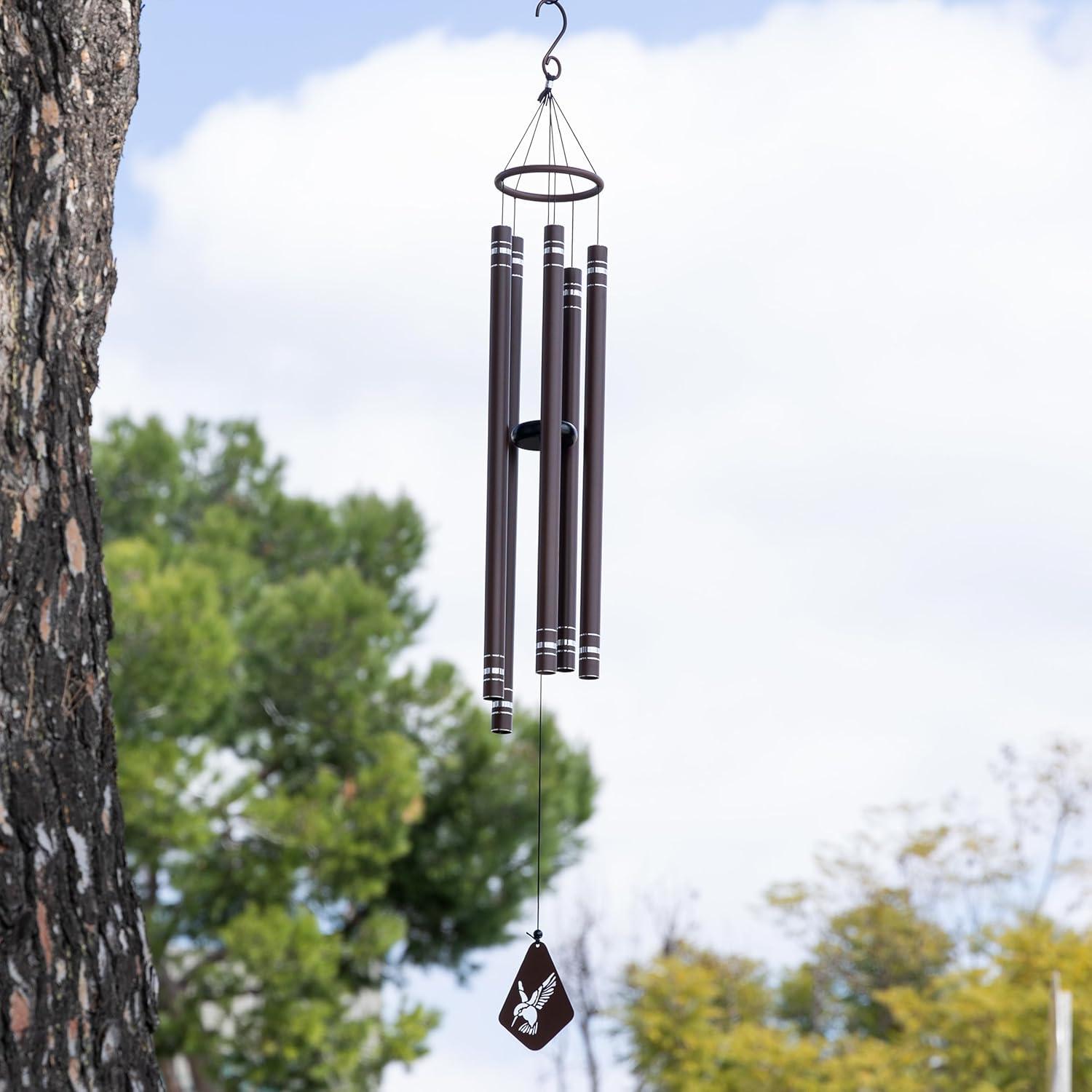 51"H Metal Wind Chime with Hummingbird Windcatcher