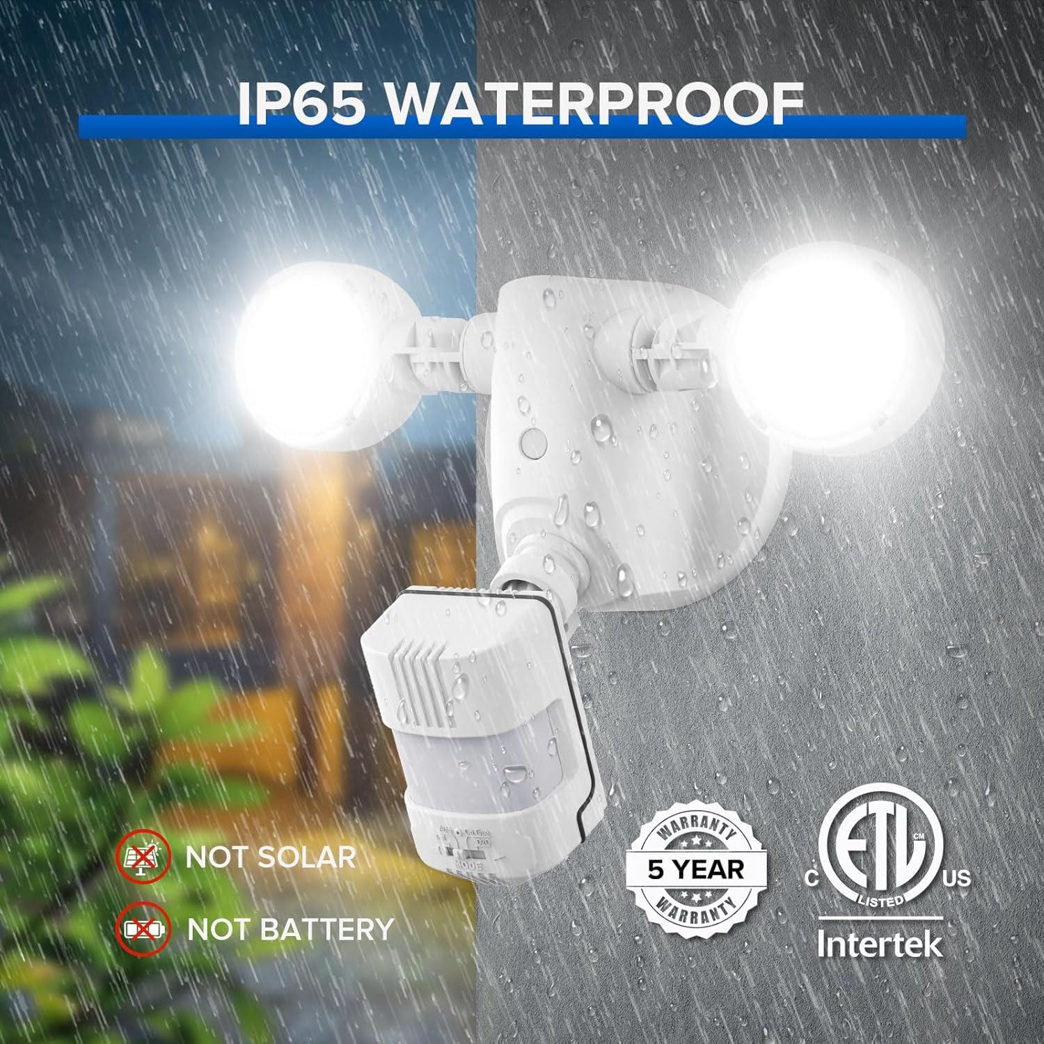 SANSI 15W Motion Sensor Outdoor Lights 2000LM LED Security Light, 5000K Dusk to Dawn Light, 4 Modes