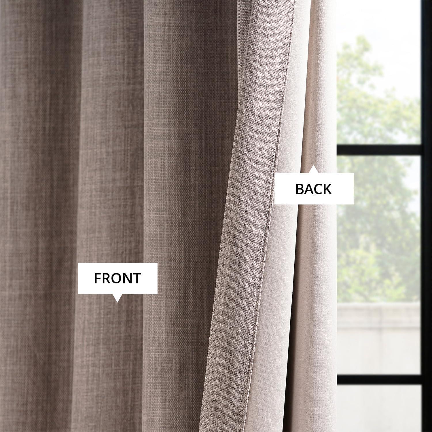 HPD Half Price Drapes Mink Extra Wide Faux Linen Room Darkening Curtains for Bedroom & Living Room Curtains (1 Panel), Door & Window Curtains 84 inch length, Rod Pocket Curtains & drapes, 50W X 108L