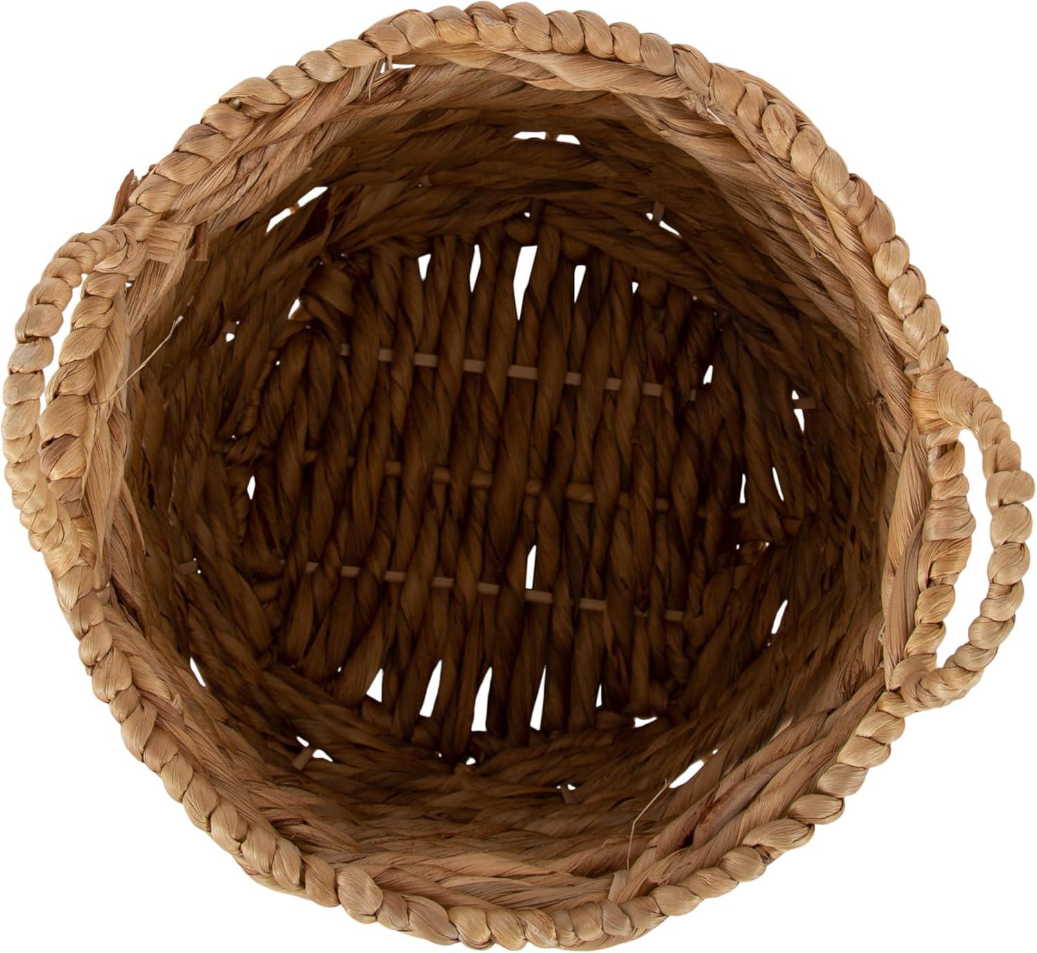 Kate and Laurel Livia Modern Woven Storage Basket, 13 x 13, Natural Water Hyacinth, Boho Wicker Basket for Use as Nursery Storage, Mini Laundry Basket, or Living Room Blanket Basket