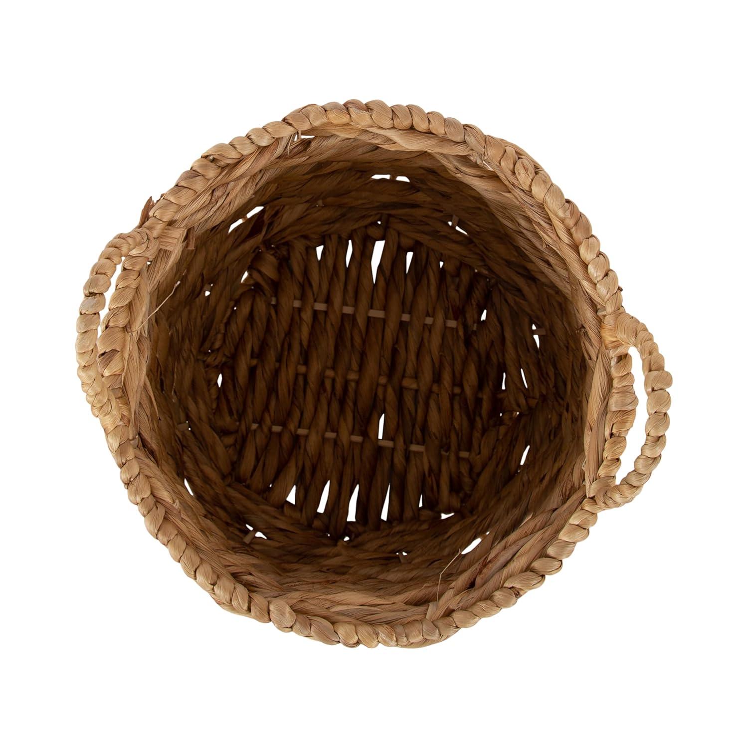 Kate and Laurel Livia Modern Woven Storage Basket, 13 x 13, Natural Water Hyacinth, Boho Wicker Basket for Use as Nursery Storage, Mini Laundry Basket, or Living Room Blanket Basket