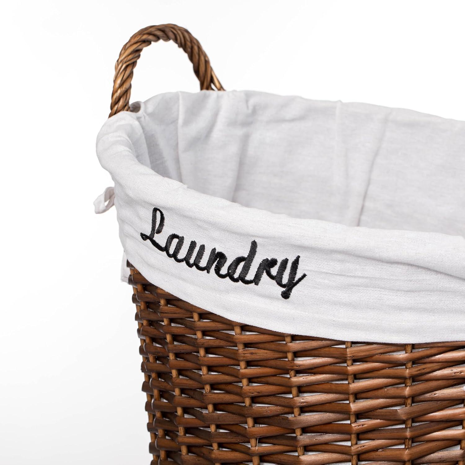 Wickerwise Handwoven Laundry Basket with Liner & Handles - Boho Decorative Storage Hamper for Clothes Blankets Pillows and Towels, Brown