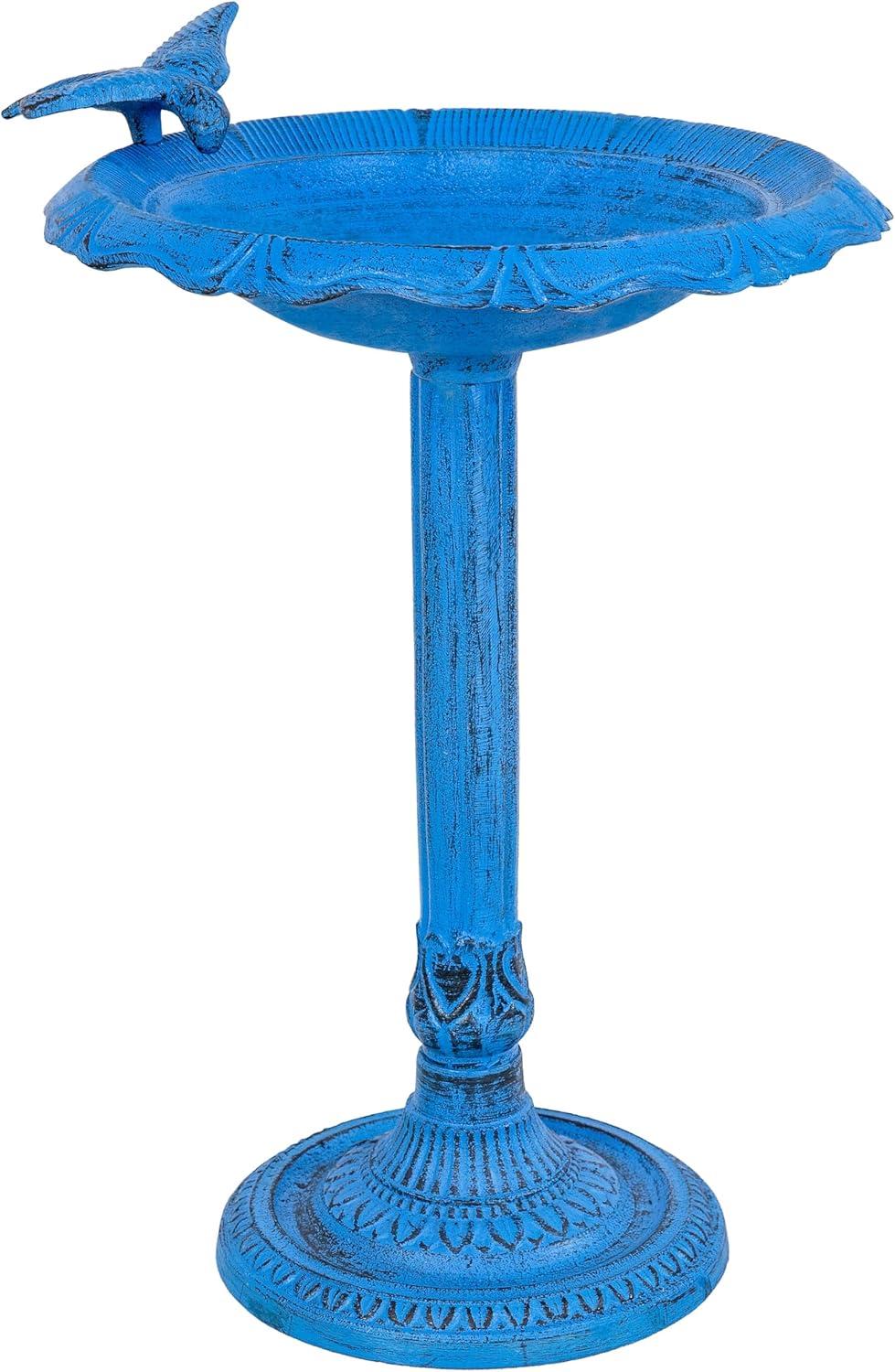 SunnyDaze Decor Garden Visitor Freestanding Cast Aluminum Outdoor Bird Bath