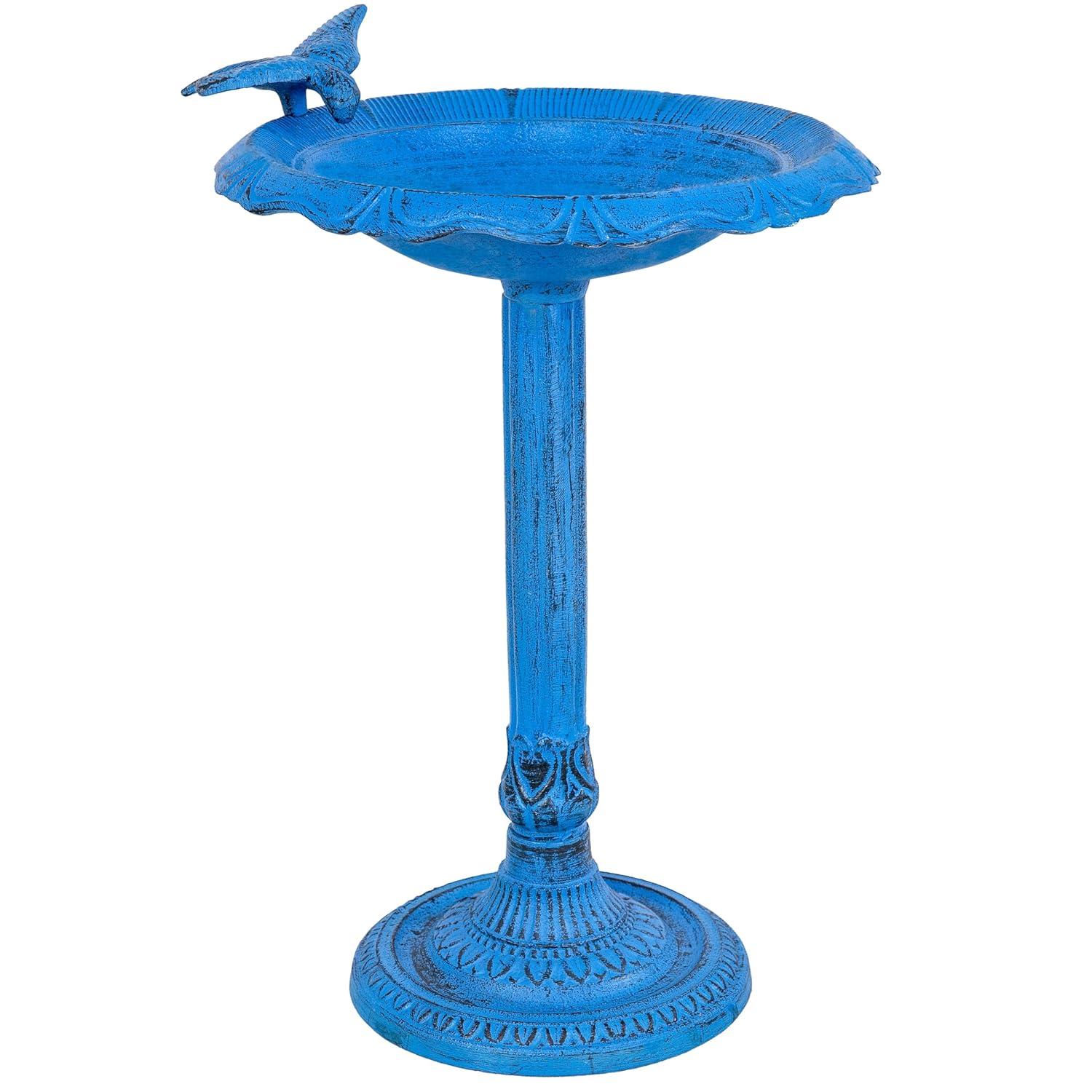 SunnyDaze Decor Garden Visitor Freestanding Cast Aluminum Outdoor Bird Bath & Reviews | Wayfair