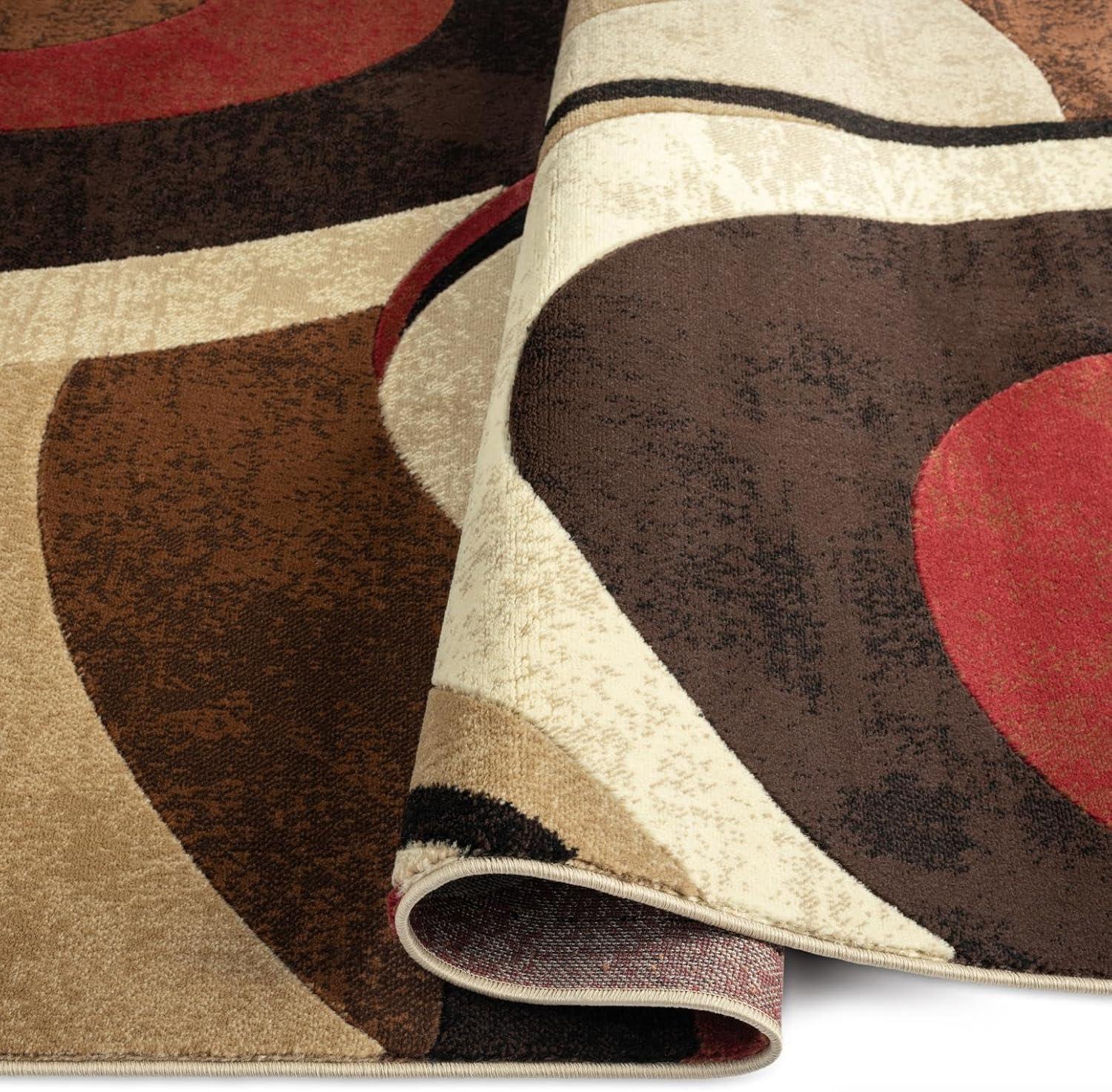 Home Dynamix Slade Contemporary Abstract Area Rug, Brown/Red, 3'11"x5'2"