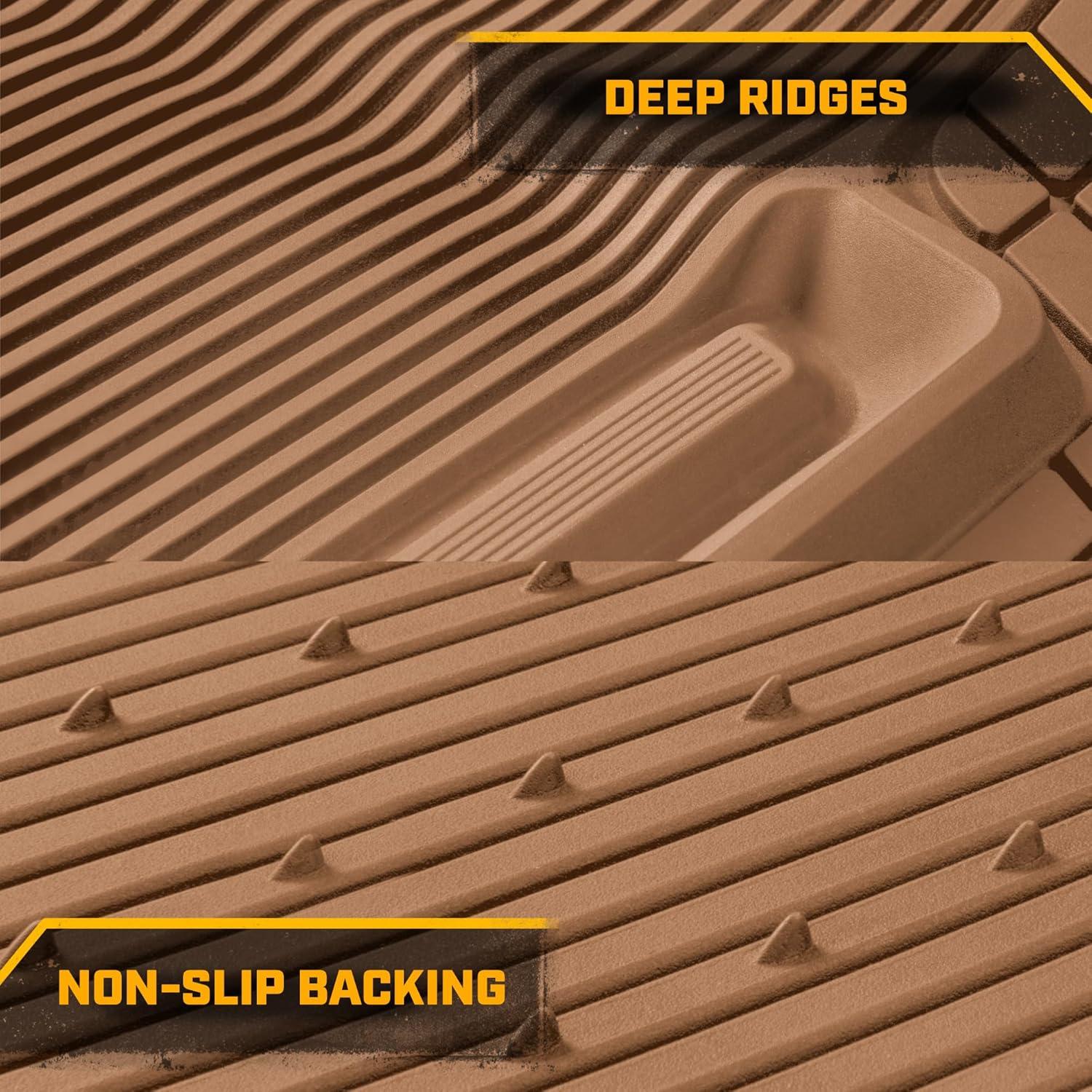 Cat® TerrainGuard™ Heavy-Duty 3-Piece All-Weather Rubber Floor Mats for Car, Beige