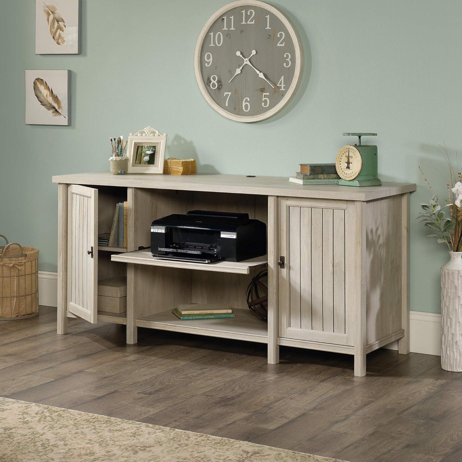 Chalked Chestnut Coastal Credenza with Adjustable Shelves