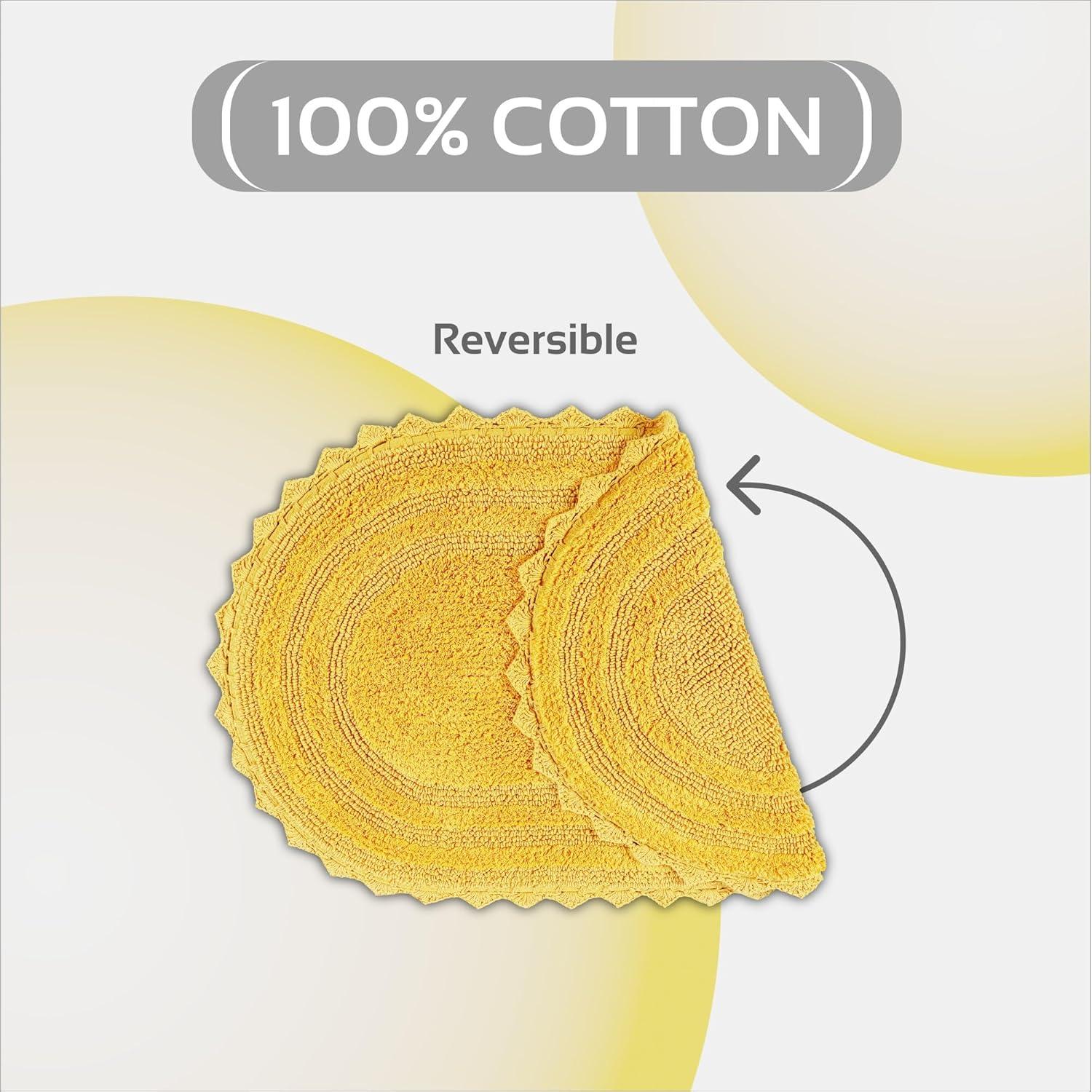 Better Trends Lilly Crochet 100% Cotton Tufted Reversible Bath Rug 20" x 32" Oval - Yellow