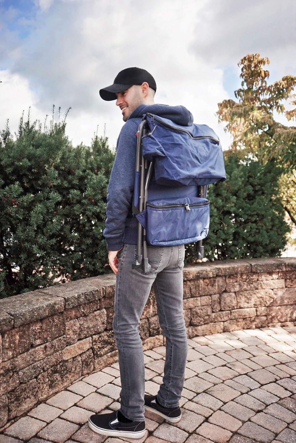 Zenithen Folding Backpack Outdoor Chair, Dark Blue