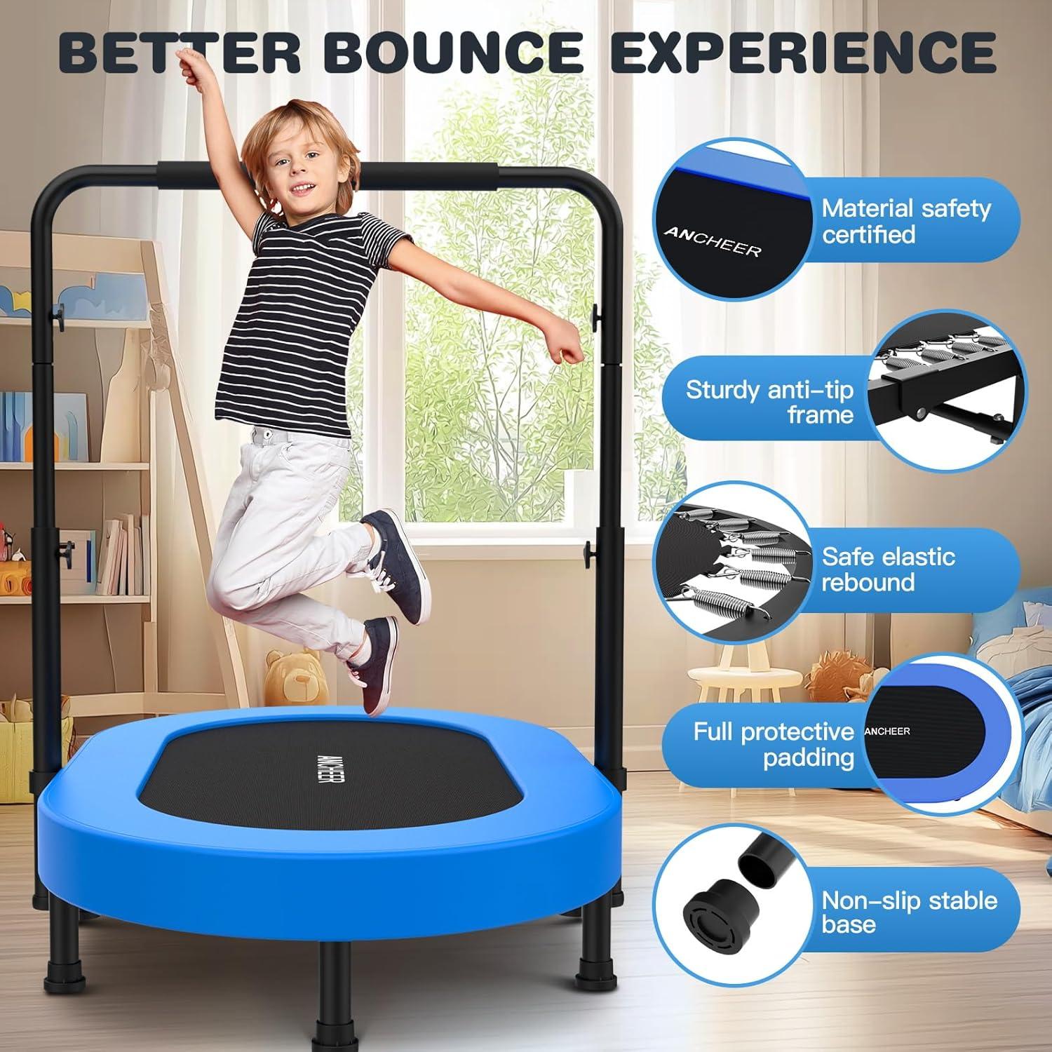 ANCHEER Trampoline for Kids, Toddler Trampoline with Handle, Child Small Rebounder for Indoor and Outdoor Use, 220 lbs Weight Capacity