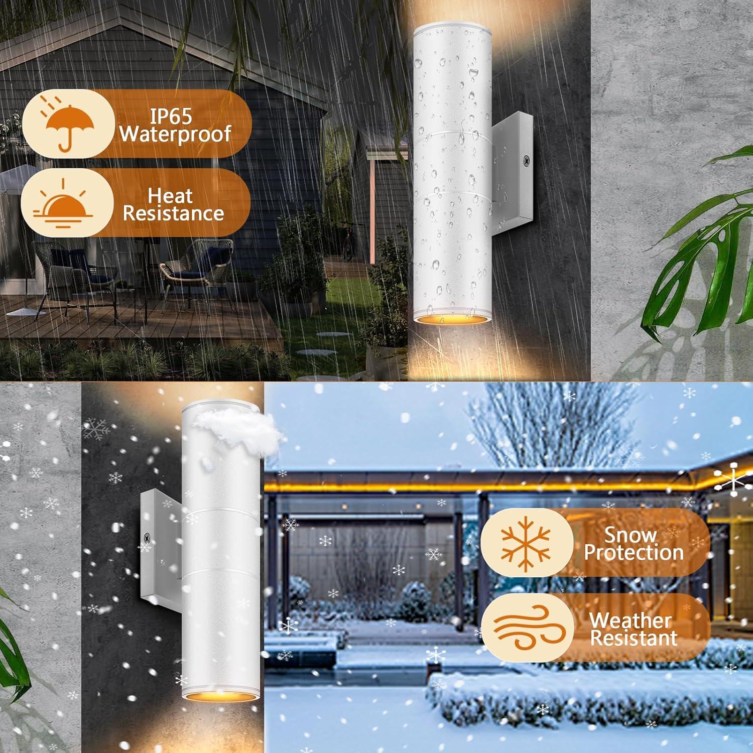 Outdoor Wall Light Fixtures: Cylinder Outdoor Wall Sconce Light - Aluminum Modern Exterior Wall Llights for Porch
