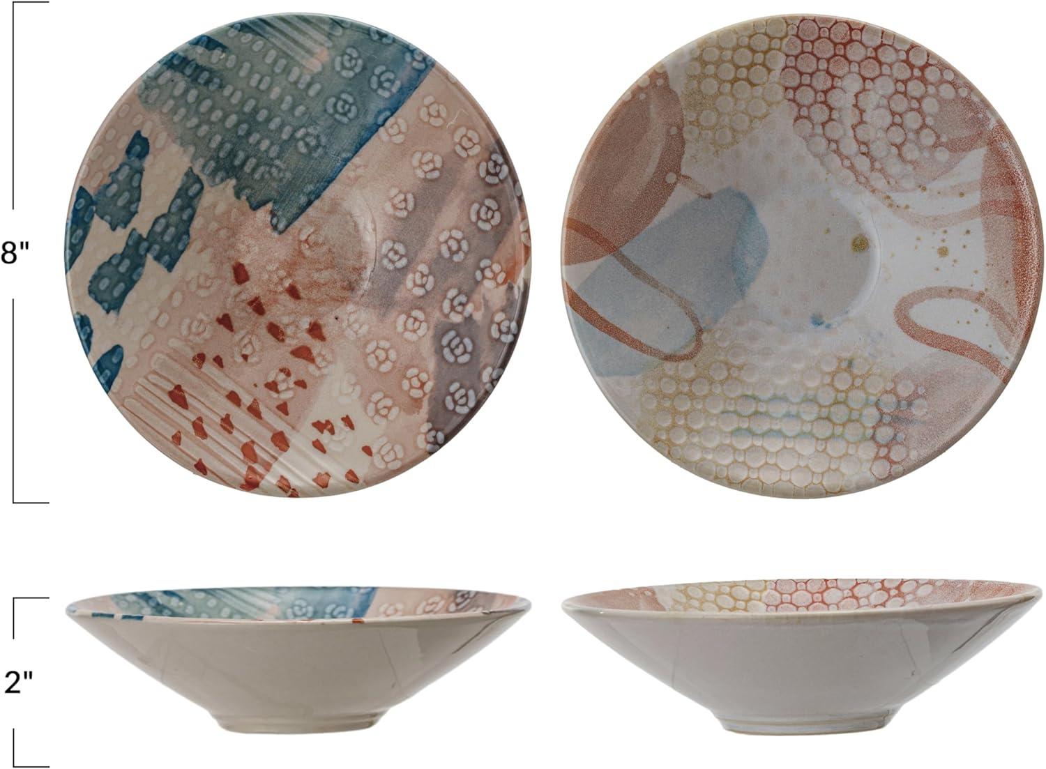 Bloomingville Abstract Elegance Stoneware Bowl Set, Multicolor, Set of 4