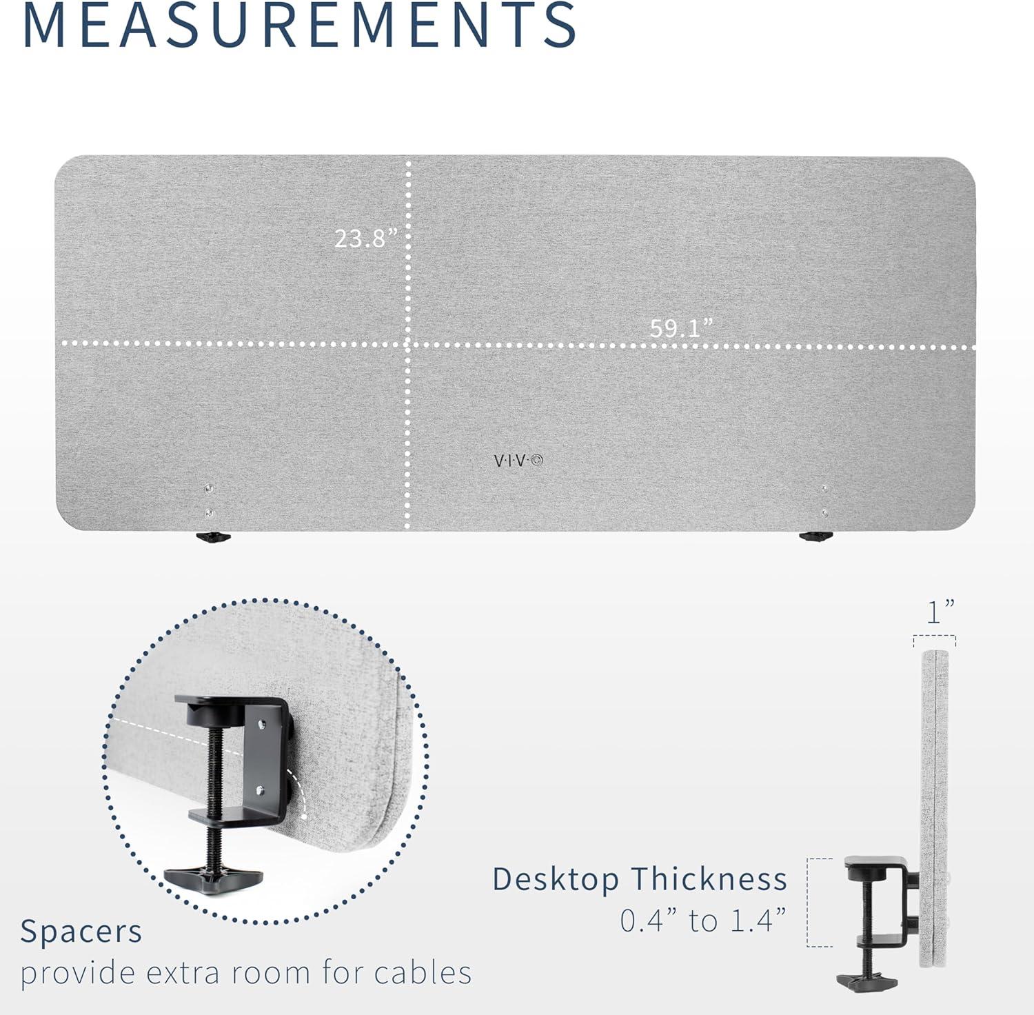 Vivo Clamp-on 60" x 24" Desktop Privacy Panel (PP-1-V060G Series)