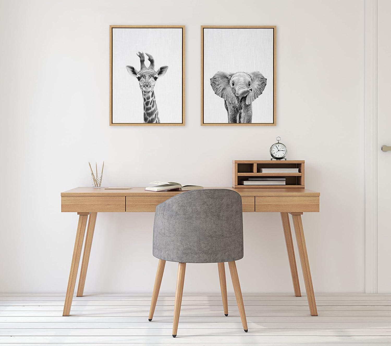 (Set of 2) Sylvie Baby Giraffe Elephant Framed Canvas by Simon Te - Kate & Laurel All Things Decor