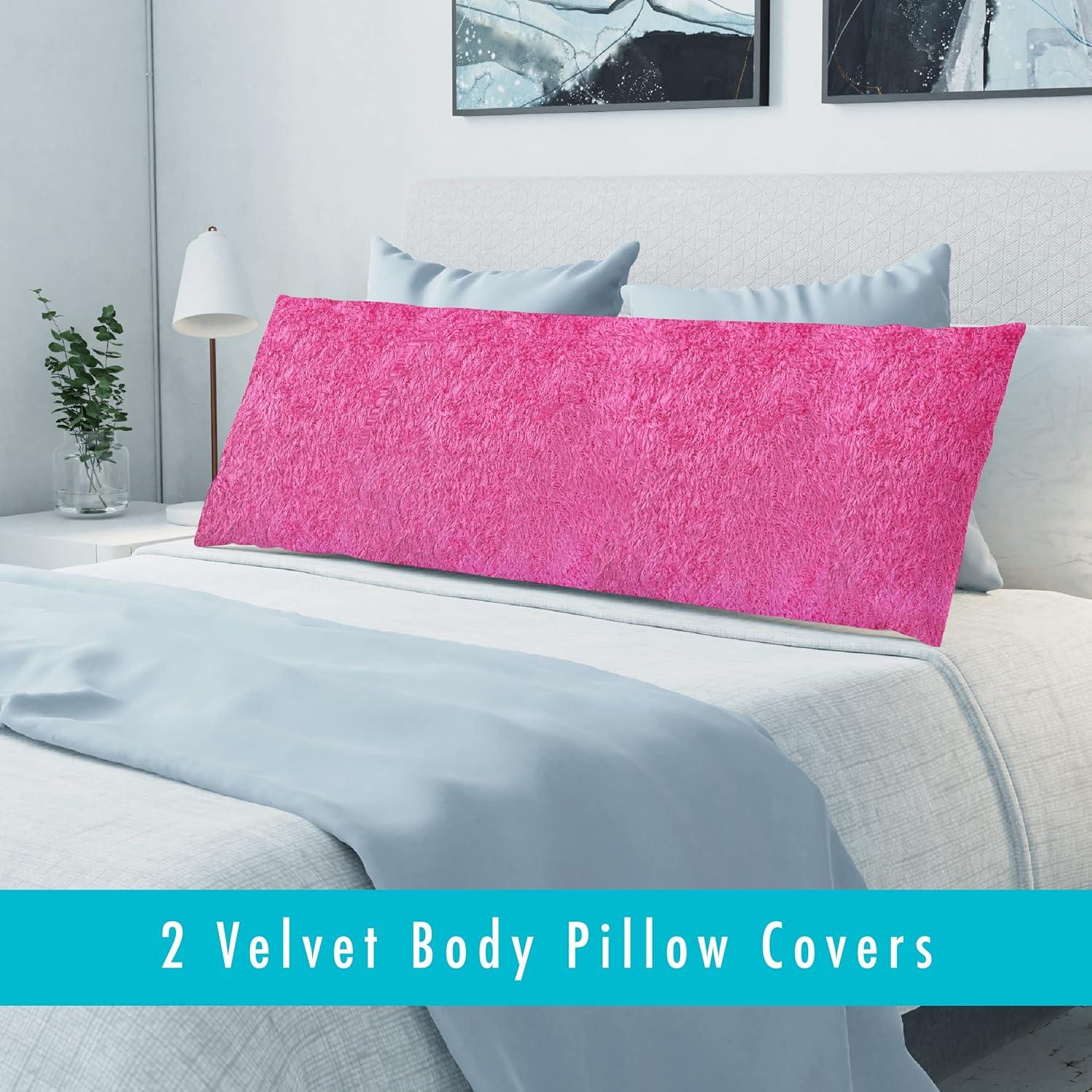 Fresh Ideas Velvet Body Pillow Cover, 20 inches by 54 inches, Pink, 2-Pack