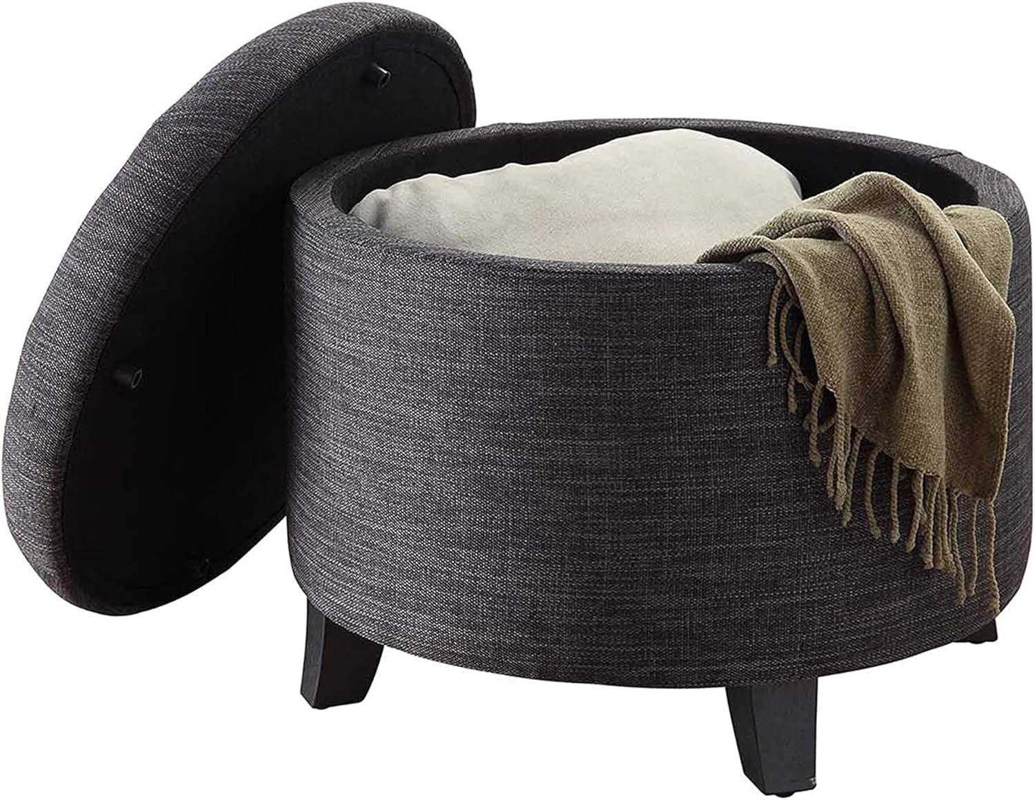 Convenience Concepts Designs4Comfort Round Ottoman in Gray Fabric