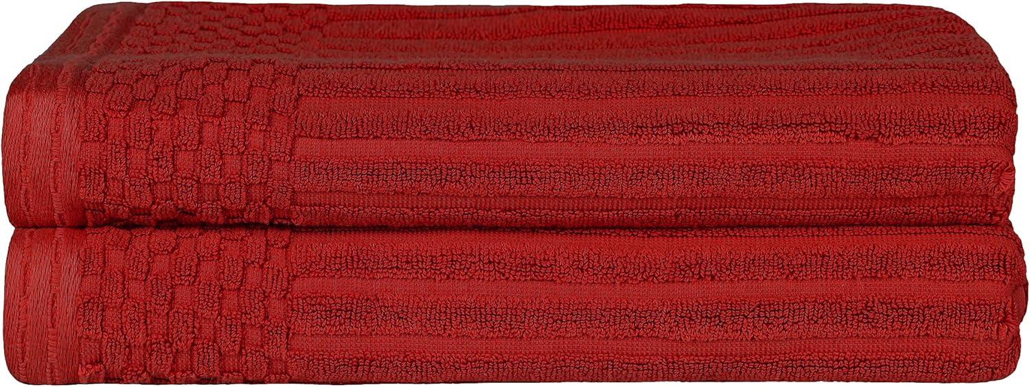 Burgundy Cotton Ribbed 2-Piece Bath Towel Set