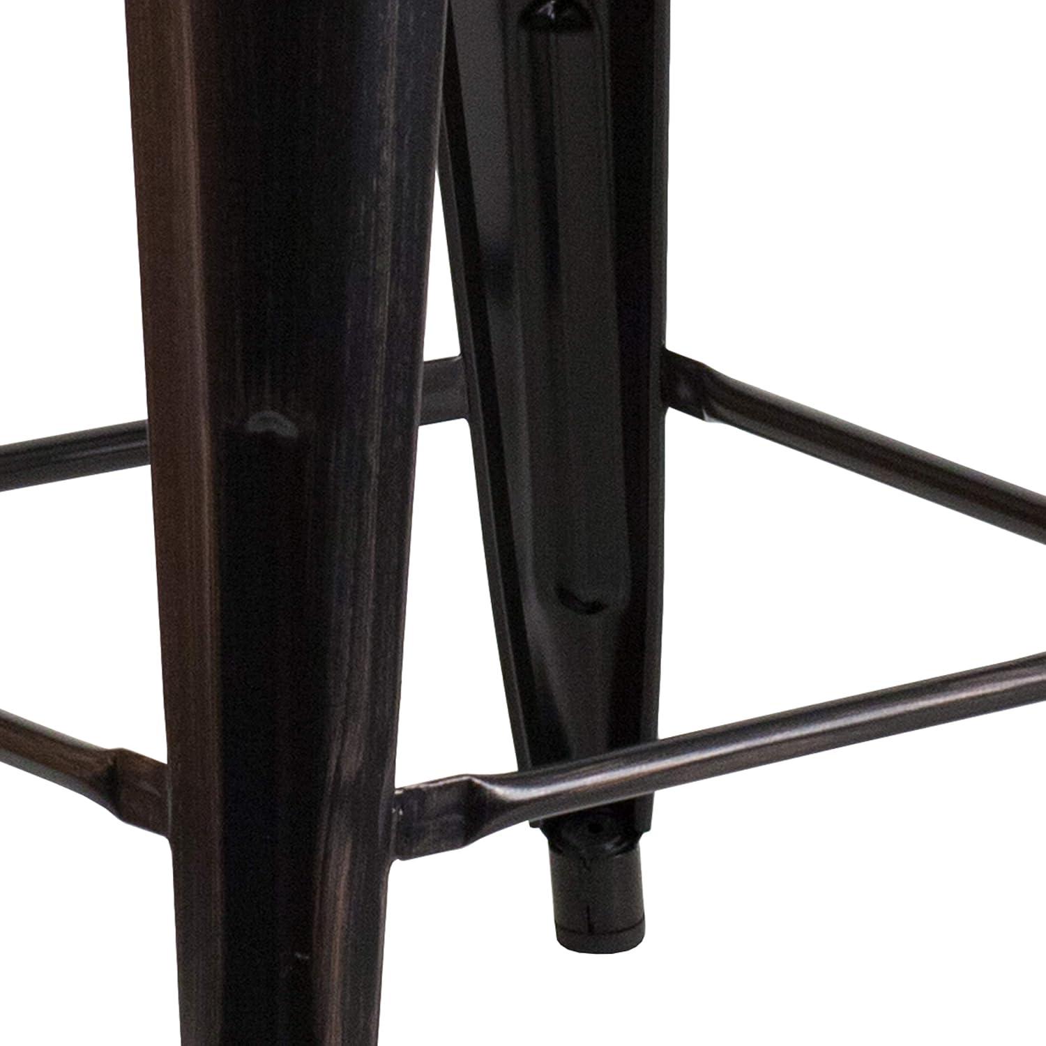 Flash Furniture Margherite 30" High Backless Metal Barstool with Square Wood Seat