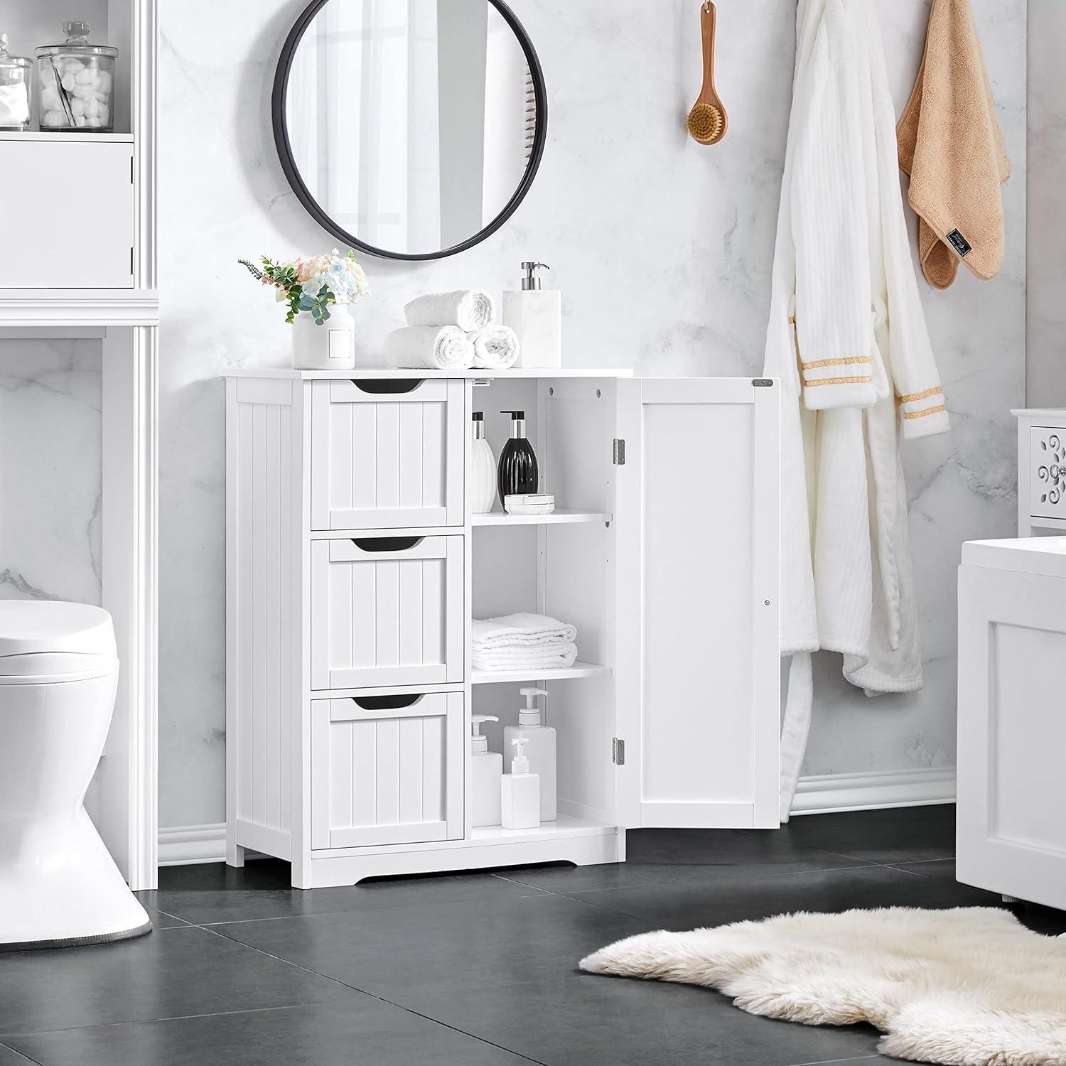 Yaheetech Free-Standing Bathroom Storage Cabinet Floor Cabinet White