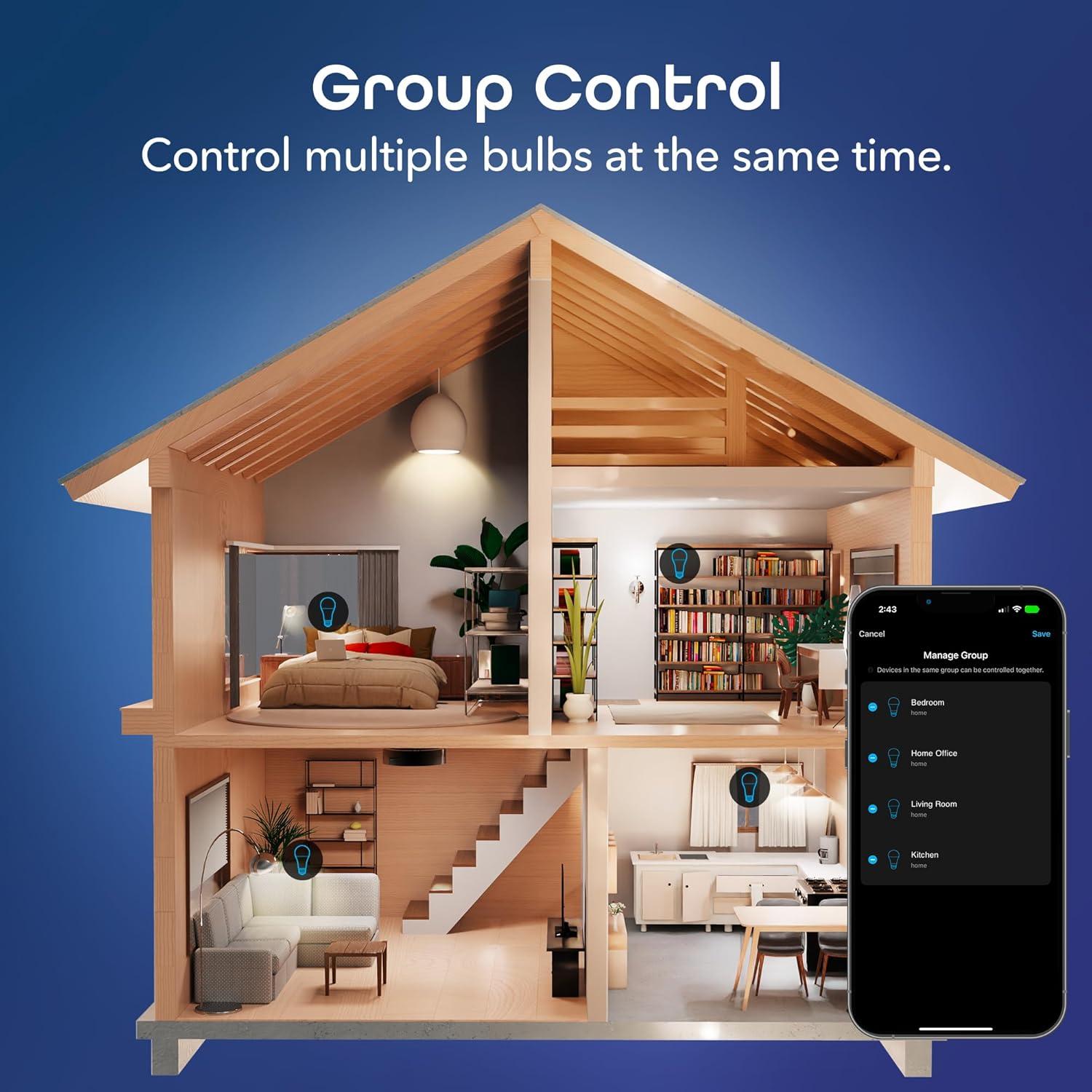 Geeni Smart LED Light Bulb 3-Pack  A19 WiFi Dimmable Soft White 800 Lumens, Works with Alexa & Google Assistant, Voice Control, Energy Efficient Smart Bulbs