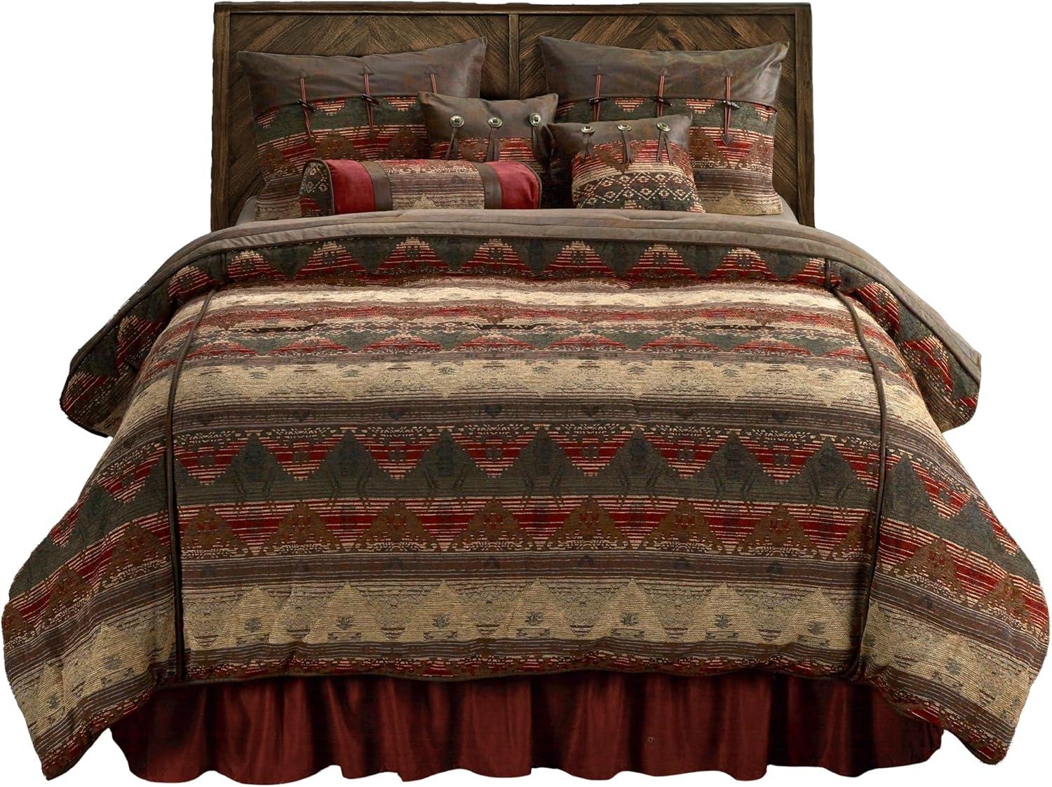 Sierra Rustic Brown and Green Cotton King Bedspread Set