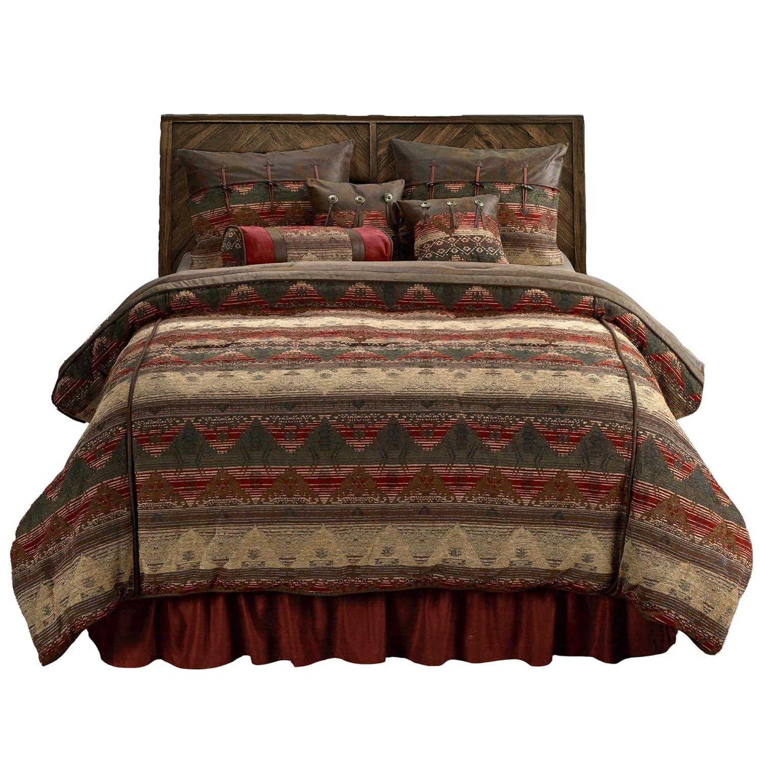 Sierra Rustic Brown and Green Cotton King Bedspread Set