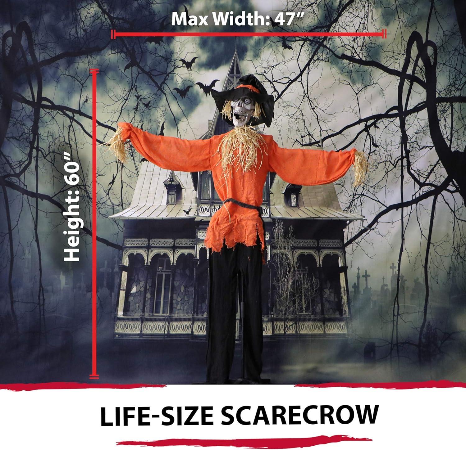 Haunted Hill Farm Haunted Hill Farm 15-ft. Animatronic Scarecrow for covered outdoor Halloween decoration