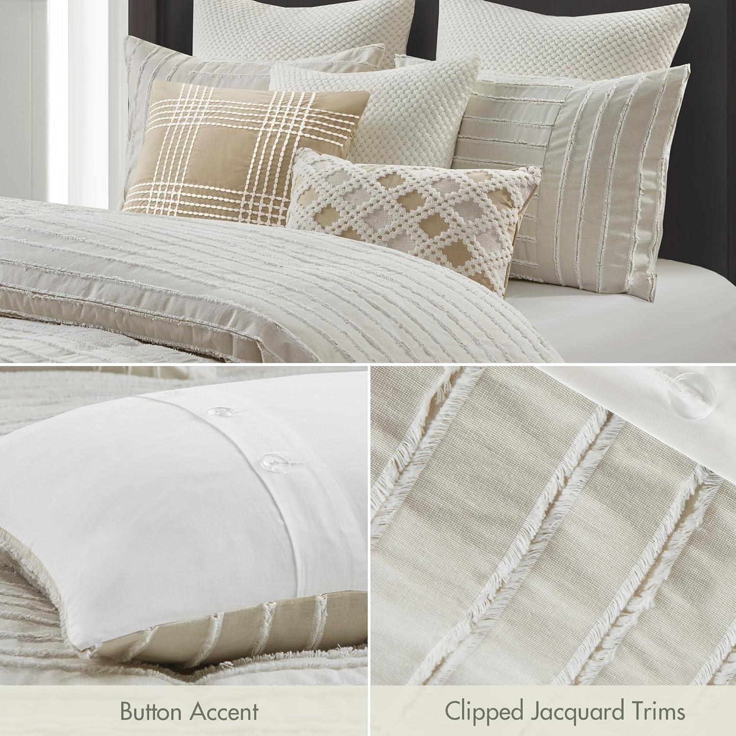 Madison Park Signature Essence Oversized Cotton Clipped Jacquard Comforter Set
