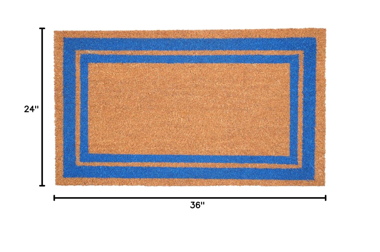Callowaymills 2-ft x 3-ft Natural/Blue Coir/Vinyl Rectangular Indoor or outdoor Decorative Door mat