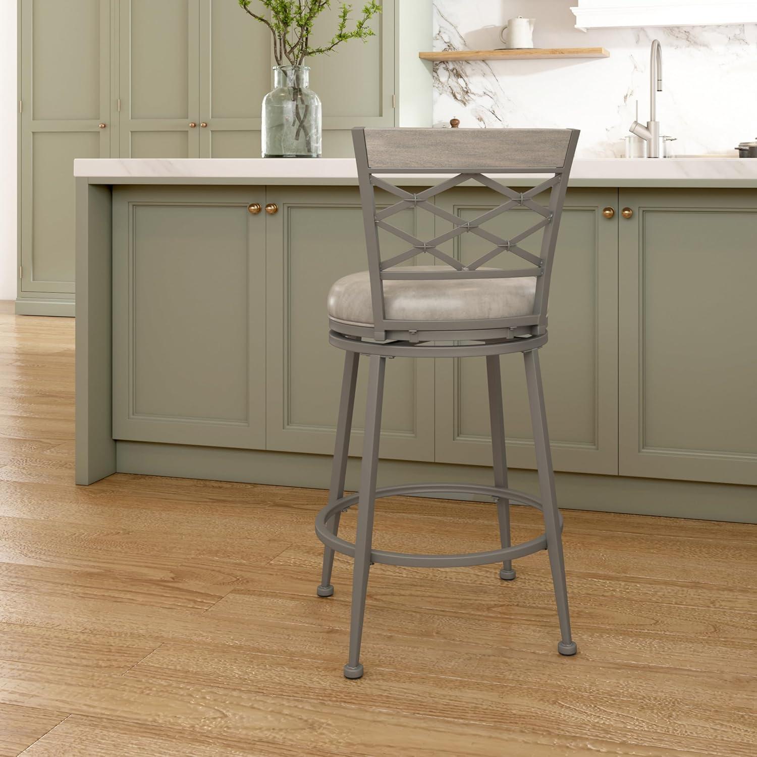 Hutchinson Metal Swivel Counter Height Barstool Pewter - Hillsdale Furniture