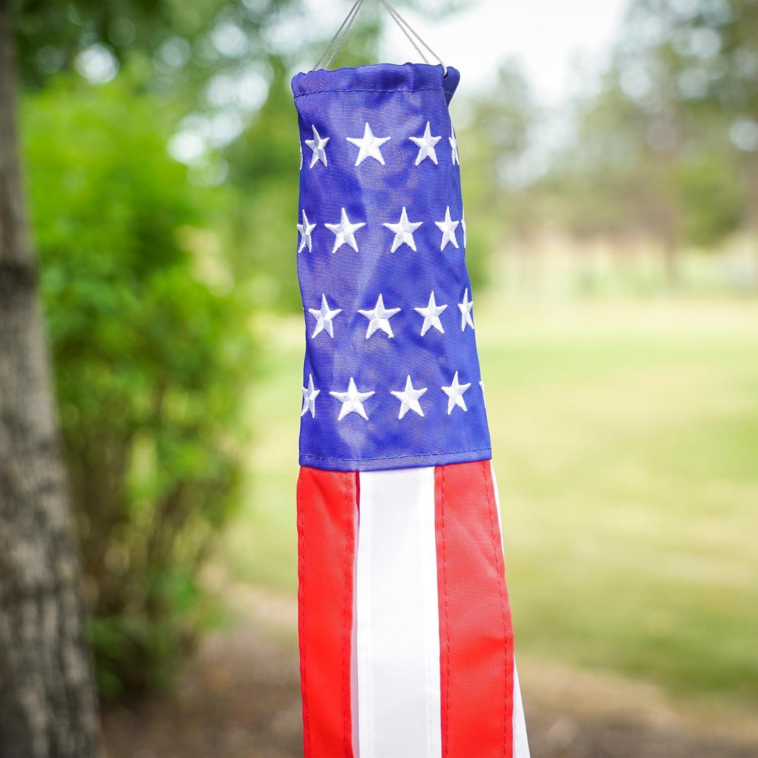 In the Breeze 5034 — 18-inch Stars & Stripes Windsock — Patriotic Hanging Windsock Decor