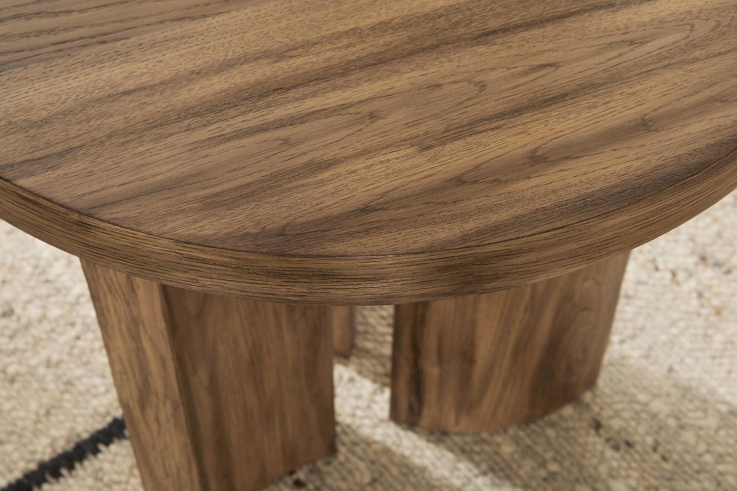 24-Inch Round Light Brown Wood End Table