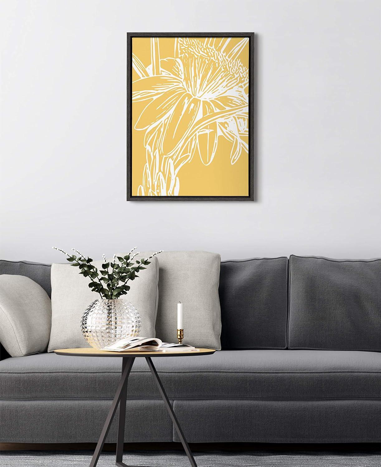 18" x 24" Sylvie Flower in Yellow Framed Wall Canvas by Apricot and Birch - Kate & Laurel All Things Decor