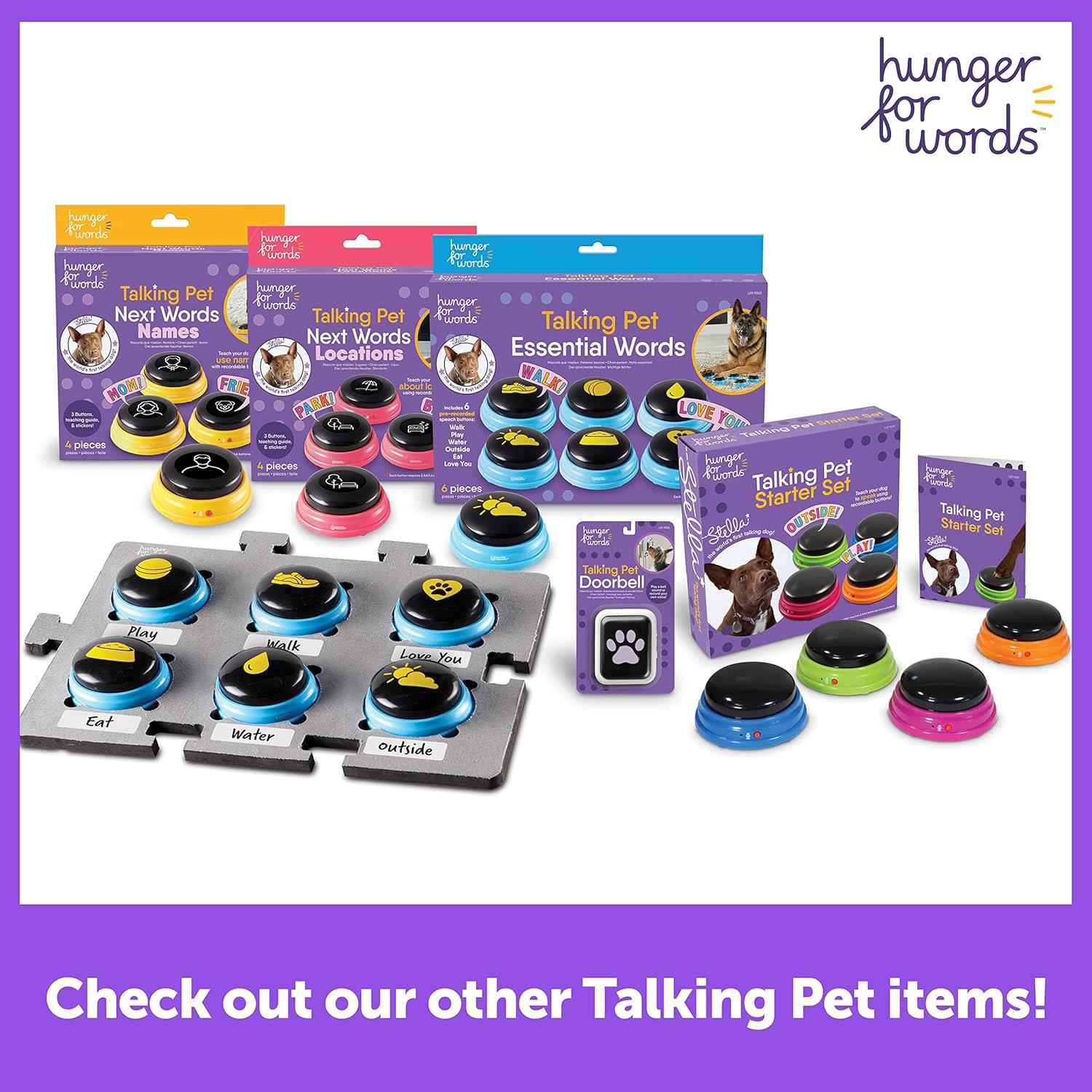 Hunger for Words Talking Pet Doorbell - Recordable Dog Training Toy, Multi-Color