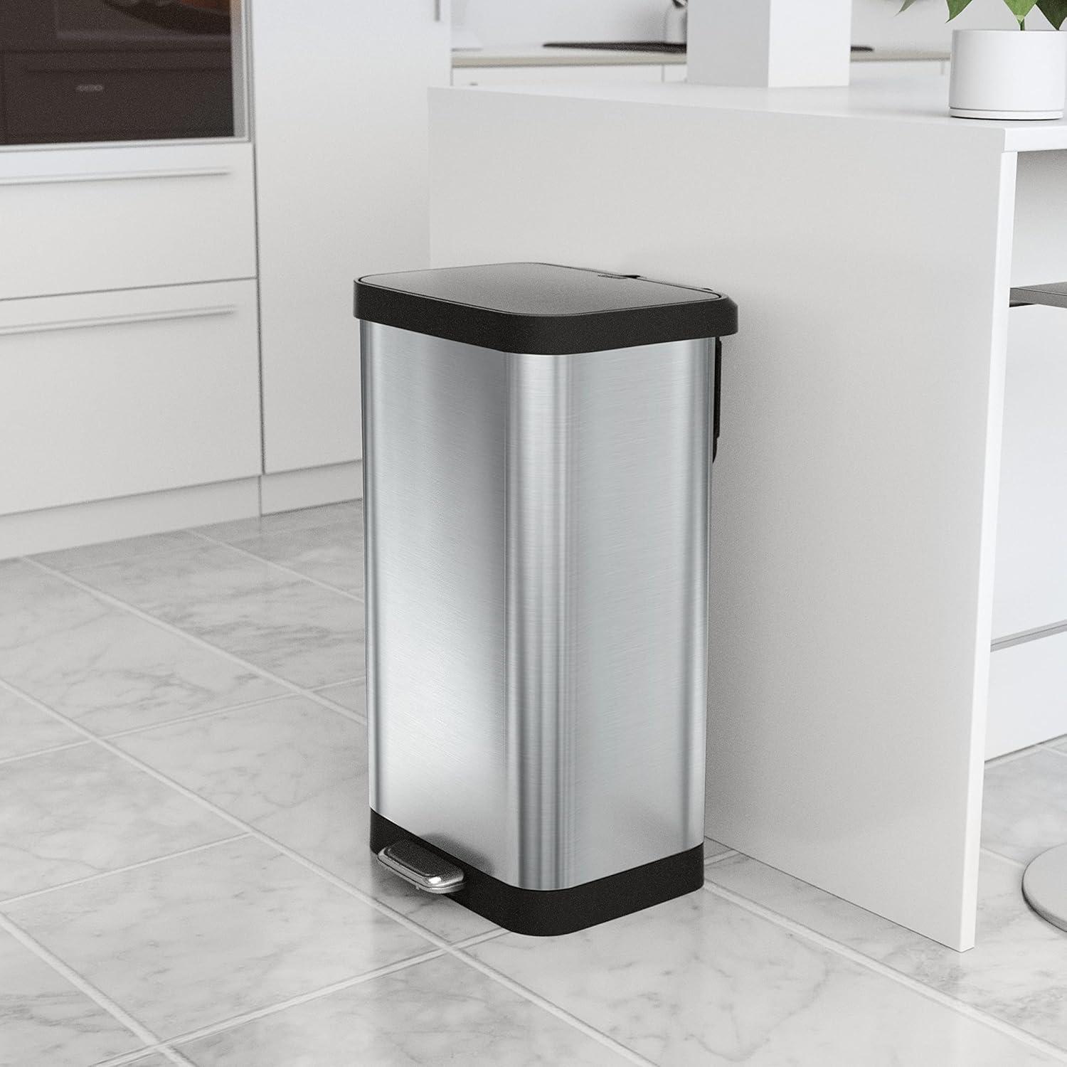 Glad 20 Gallon Stainless Steel Step on Kitchen Trash Can