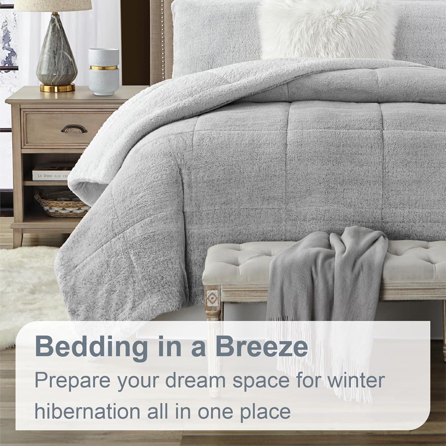 Ultra Plush Reversible Faux Fur and Sherpa 3-Piece Comforter Set